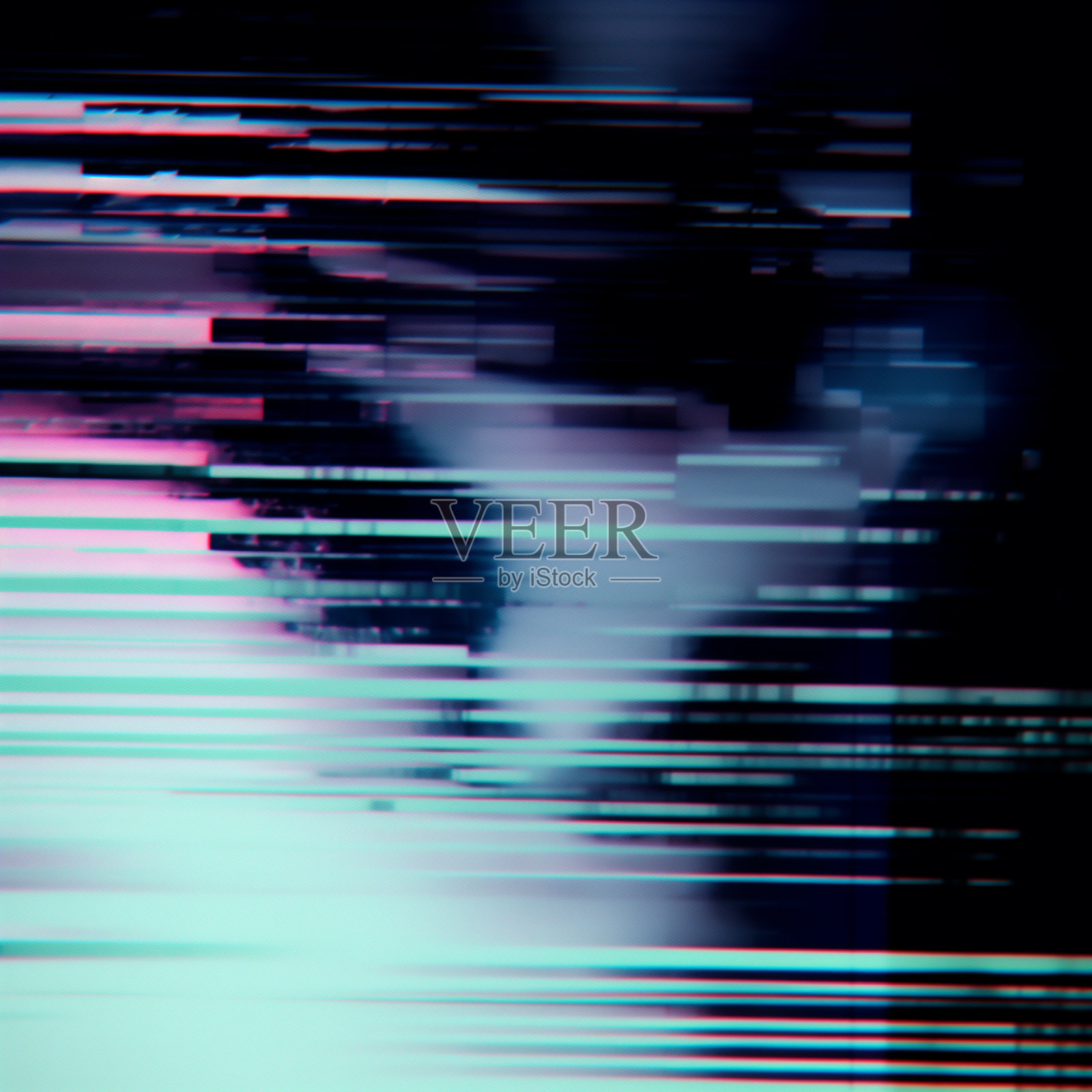 电视屏幕故障:带有信号干扰的数字背景失真。现代又有创意的墙纸装饰。背景设计模板。照片摄影图片