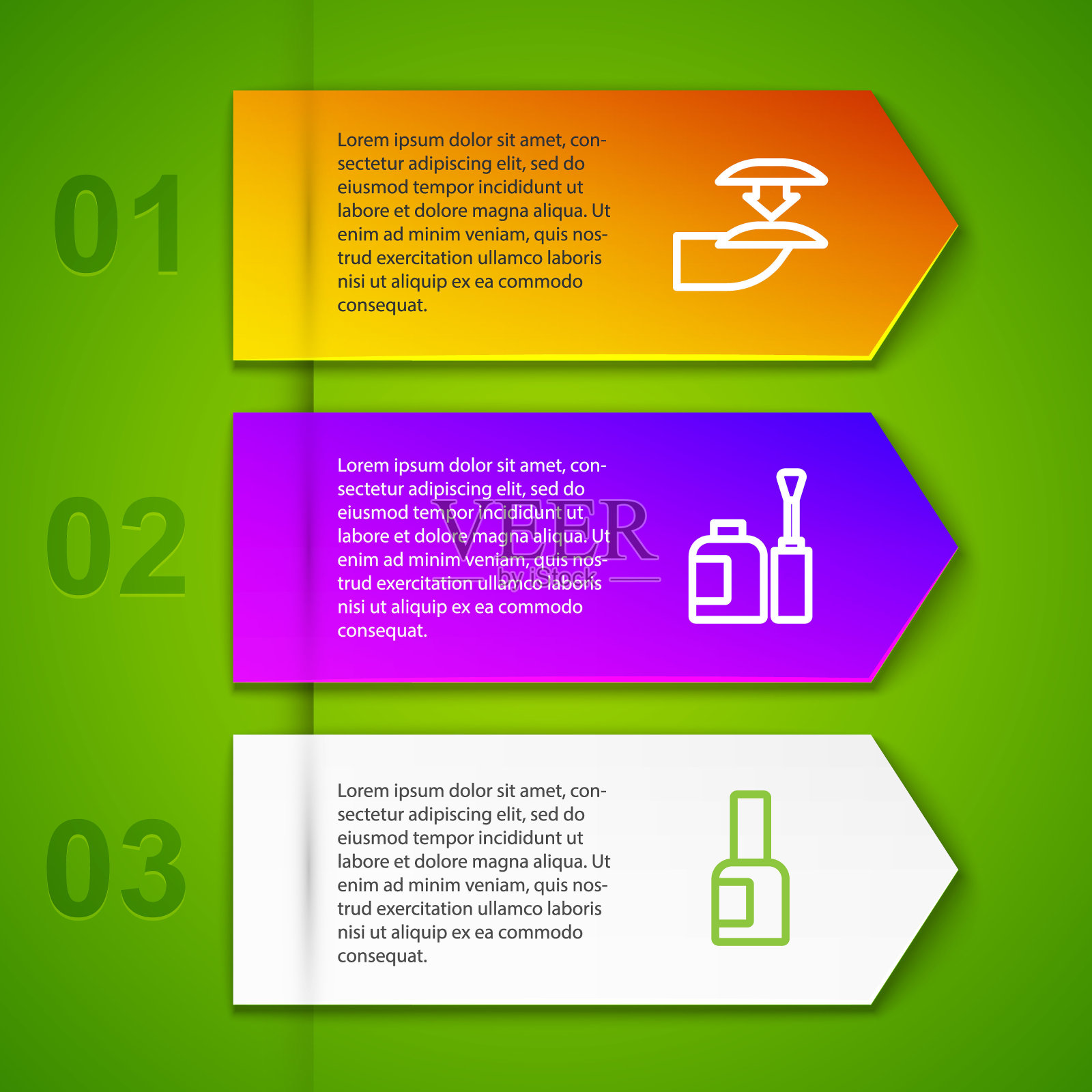 假指甲,一瓶指甲油和。业务信息图表模板。向量插画图片素材