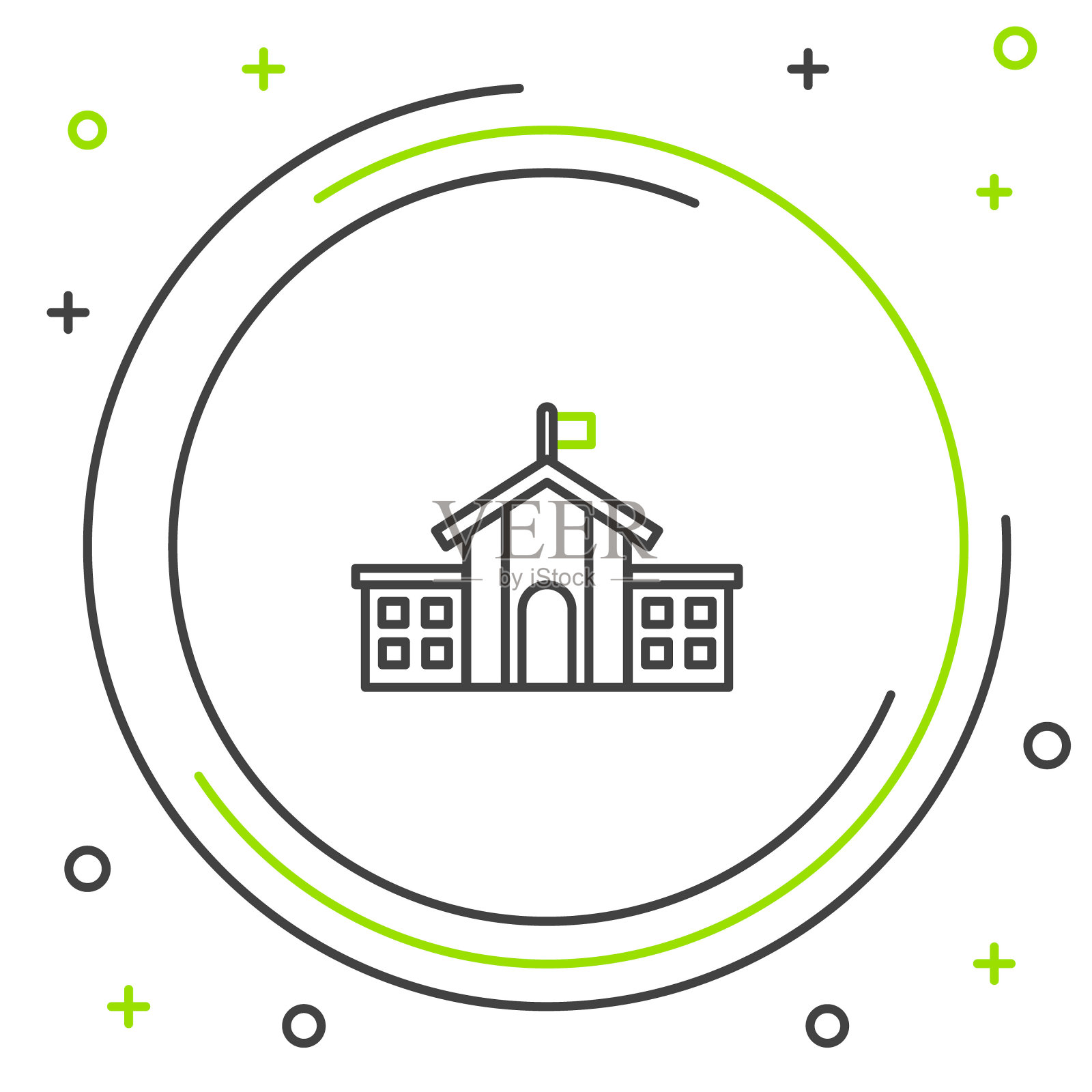 线美国国会大厦图标孤立的白色背景。美国华盛顿特区。色彩缤纷的轮廓概念。向量插画图片素材