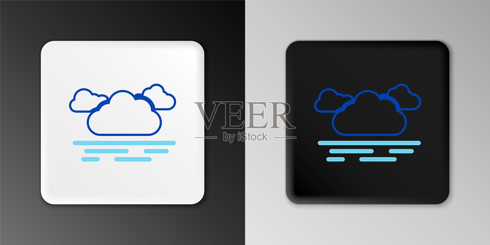 线云图标孤立在灰色背景。色彩缤纷的轮廓概念。向量插画图片素材