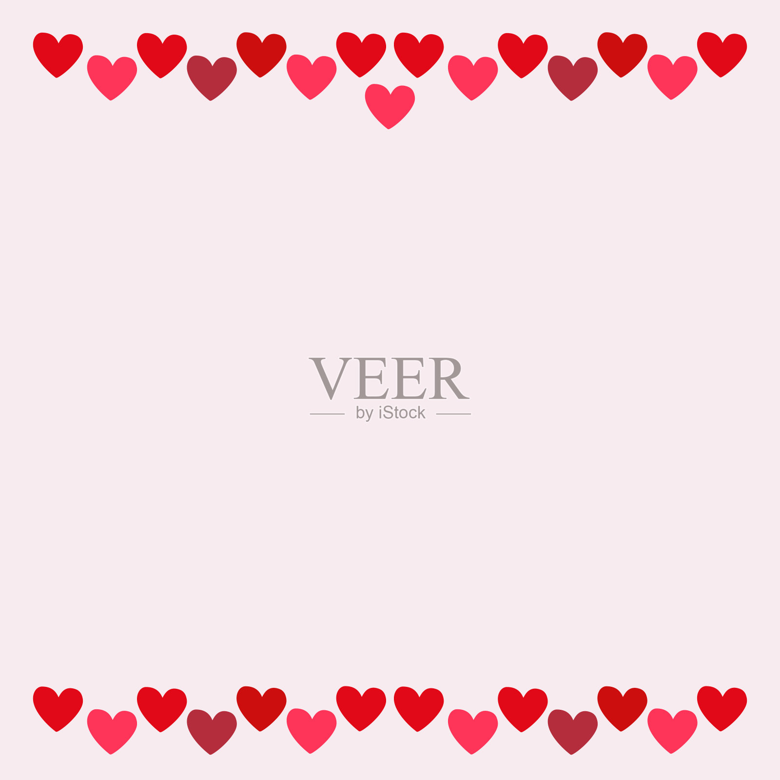 浅粉色方形背景与条纹的心插画图片素材