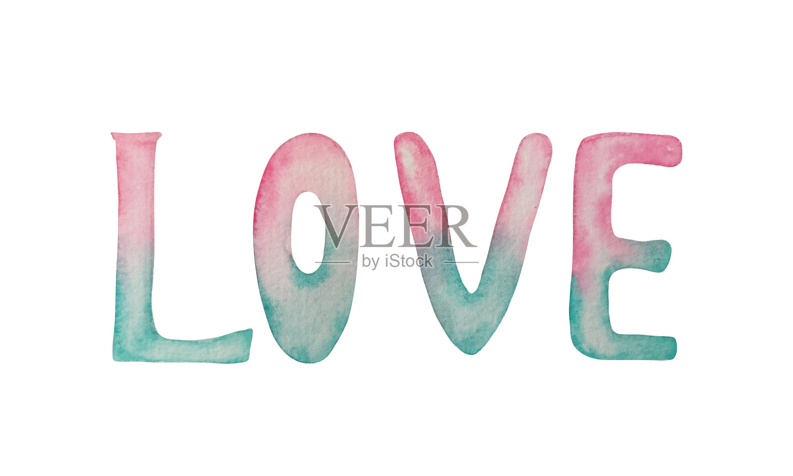 水彩“爱”字情人节手绘背景插画图片素材