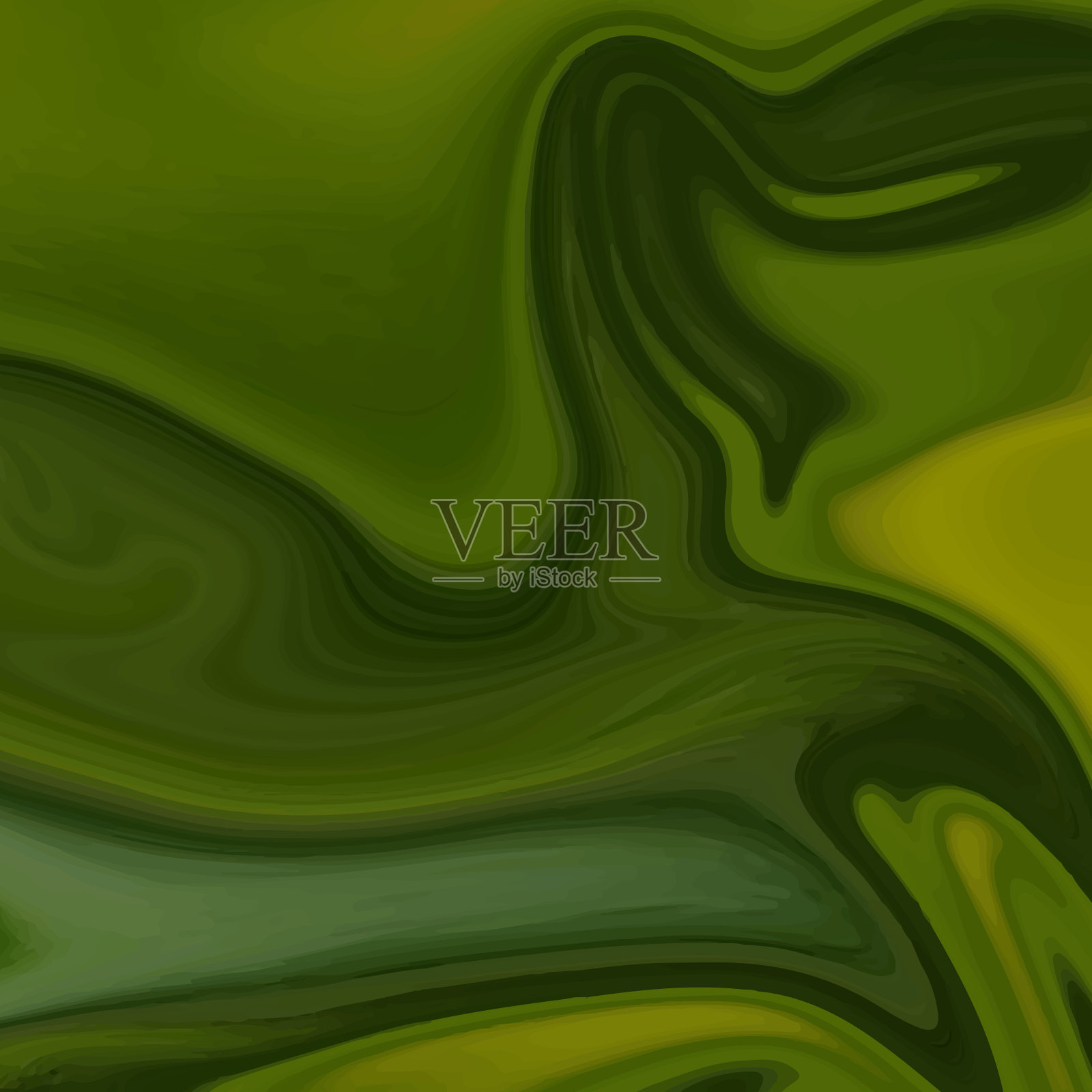 绿色的极简主义绘画。抽象几何背景丙烯液体流动,绿色色调的海报设计,横幅插画图片素材