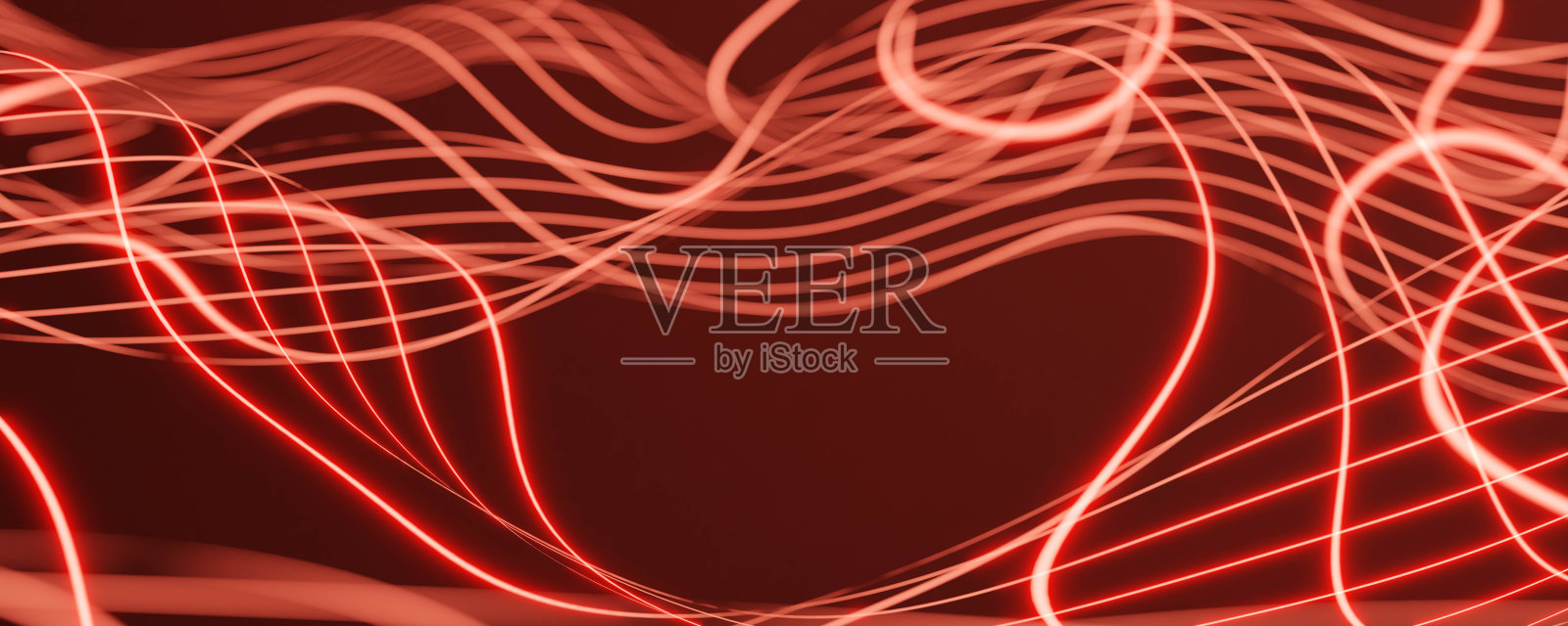 红色发光激光抽象有机曲线线条模糊背景壁纸3d渲染插图照片摄影图片