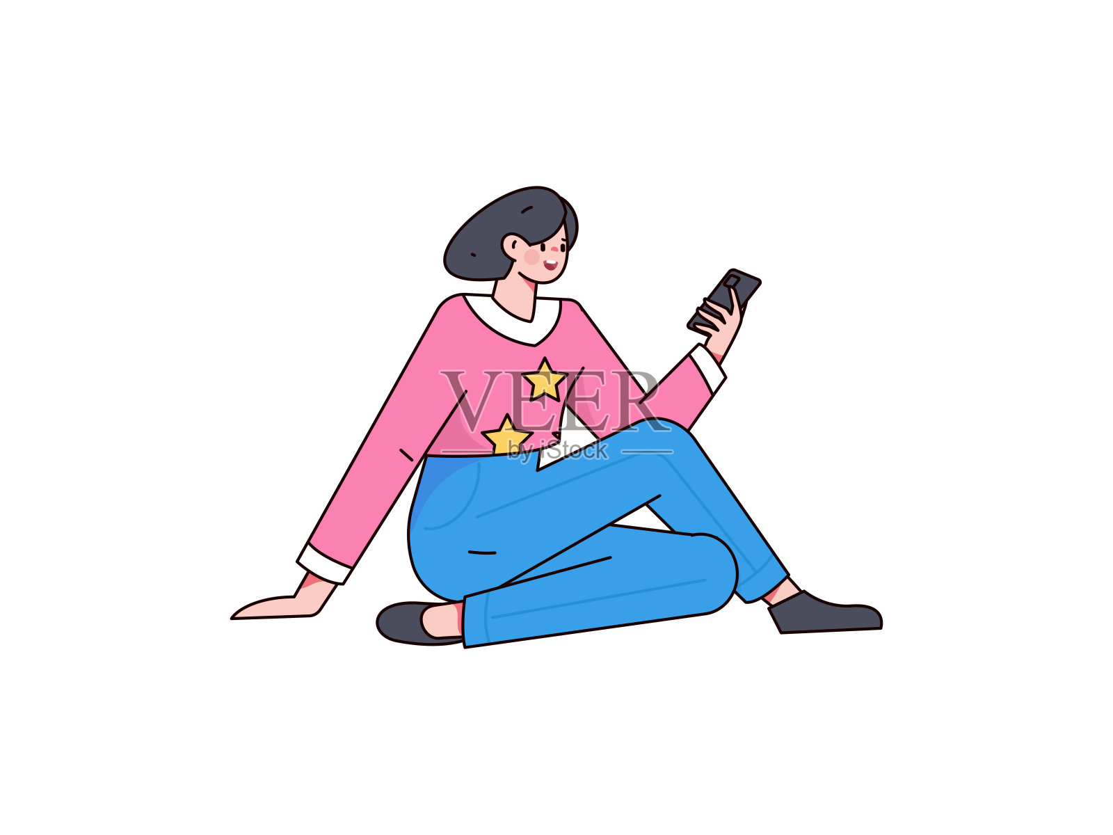 商业女性元素形状平坦矢量插图插画图片素材