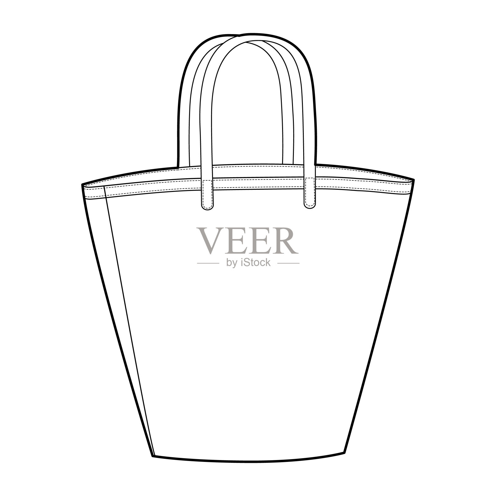 超大梯形托特市场篮子形状廓形包。时尚配饰技术说明。向量书包插画图片素材