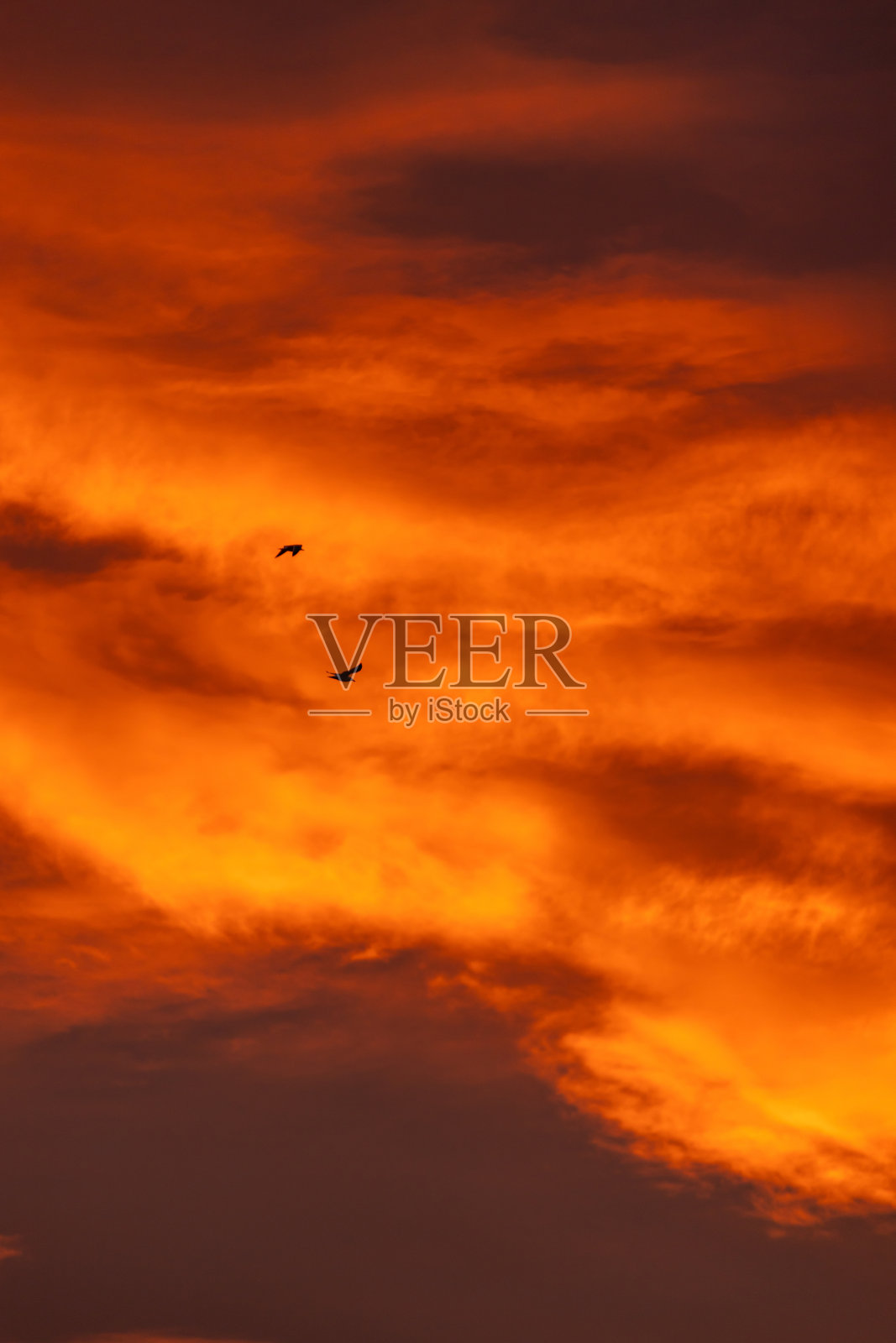 晚霞与戏剧性的天空。照片摄影图片