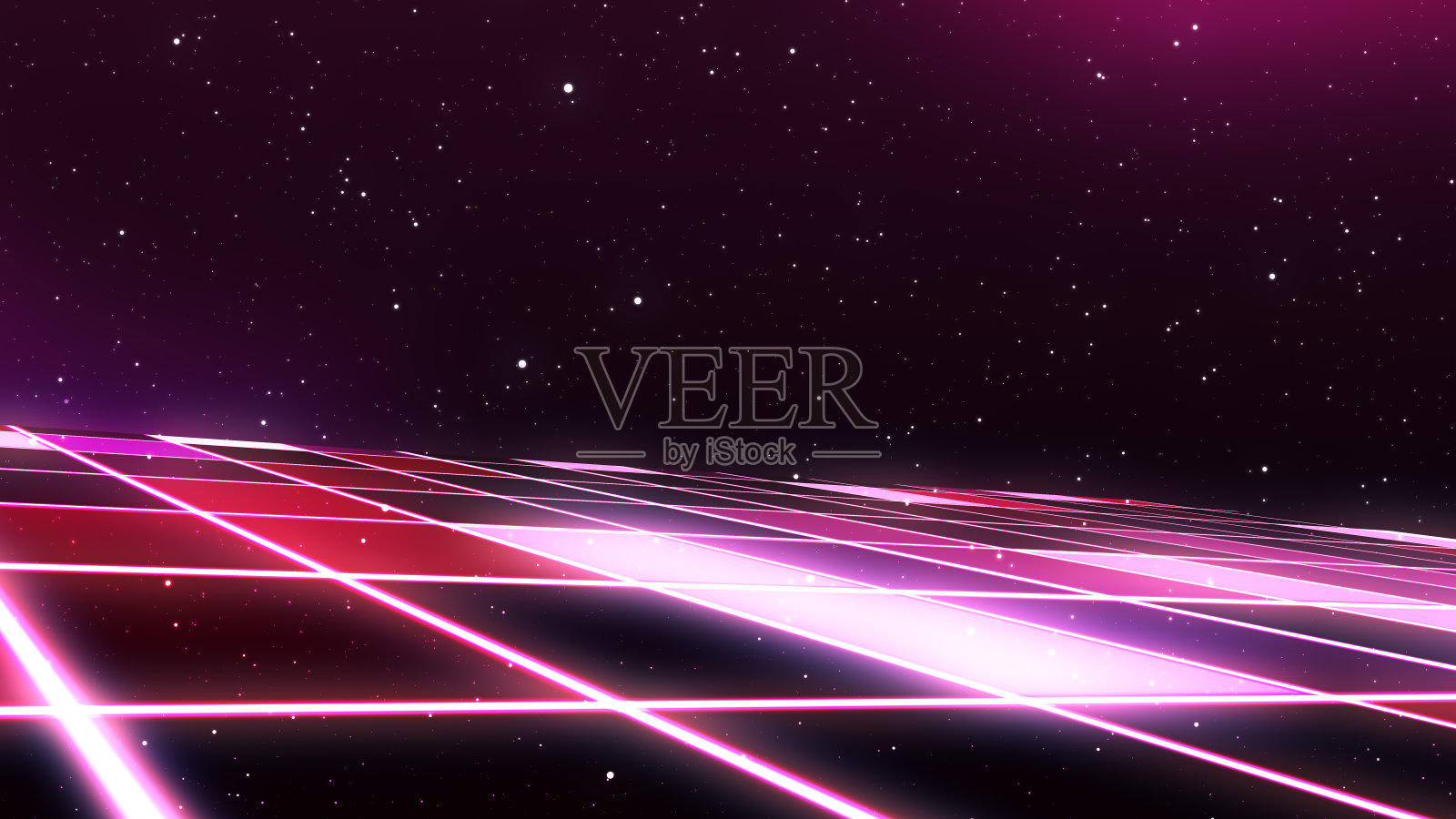 复古科幻背景未来网格景观的80年代。照片摄影图片