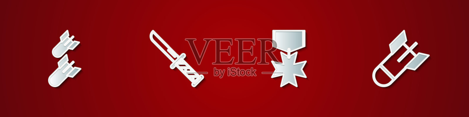 设置航空炸弹,军刀,奖励奖章和图标。向量插画图片素材