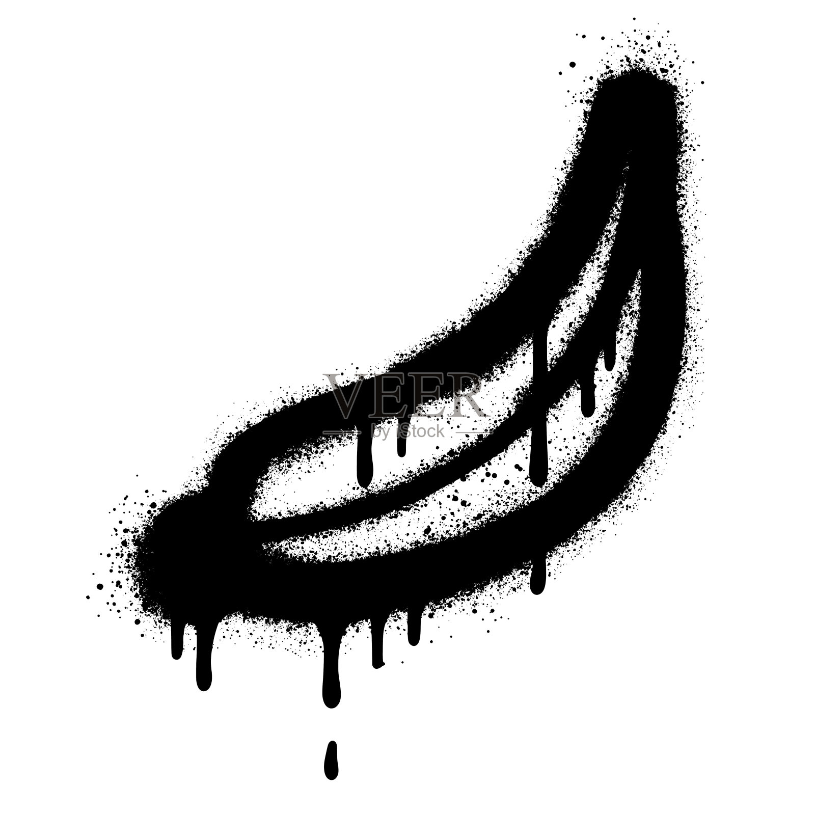 喷漆涂鸦香蕉喷隔离与白色背景。插画图片素材