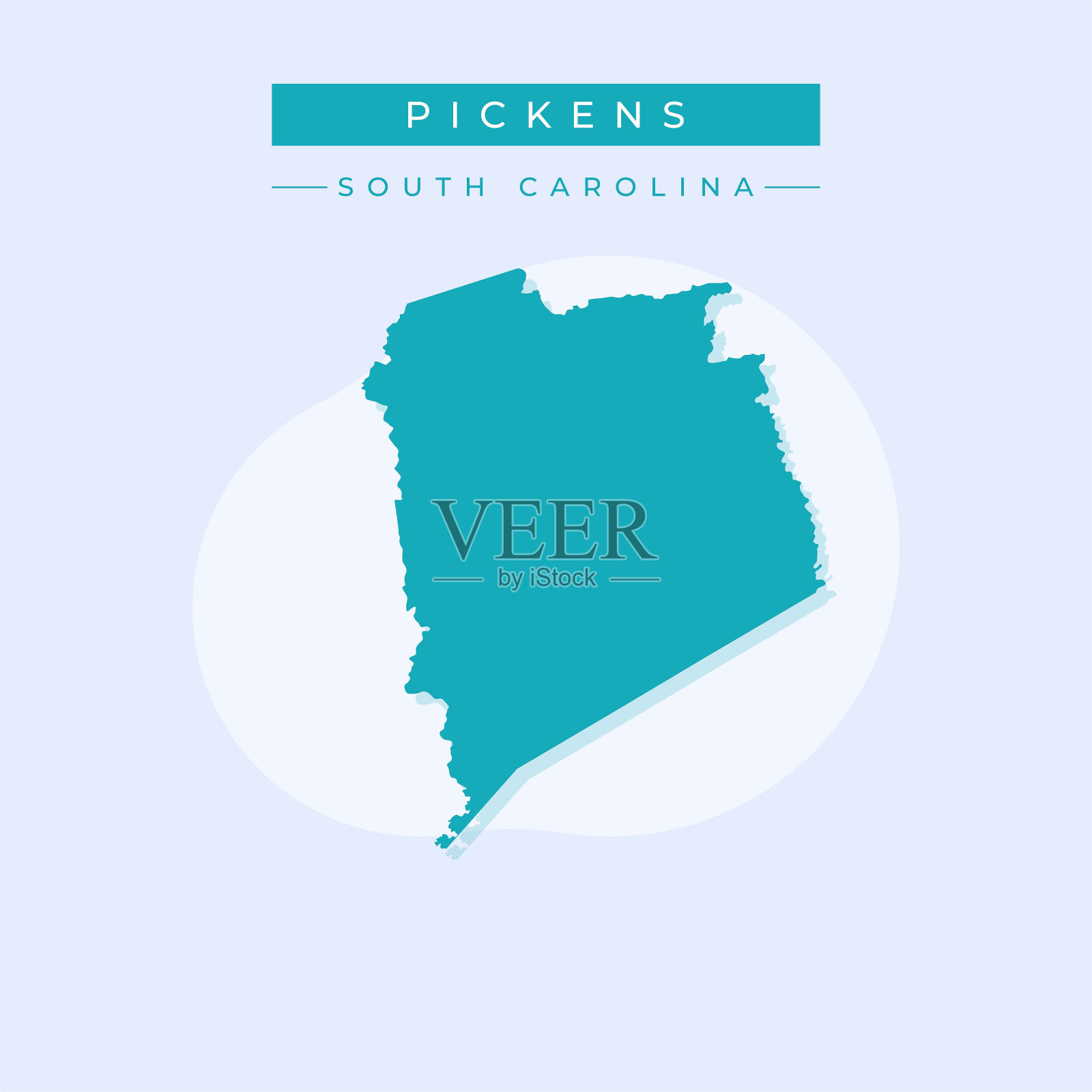 向量插图向量皮肯斯地图南卡罗来纳州插画图片素材