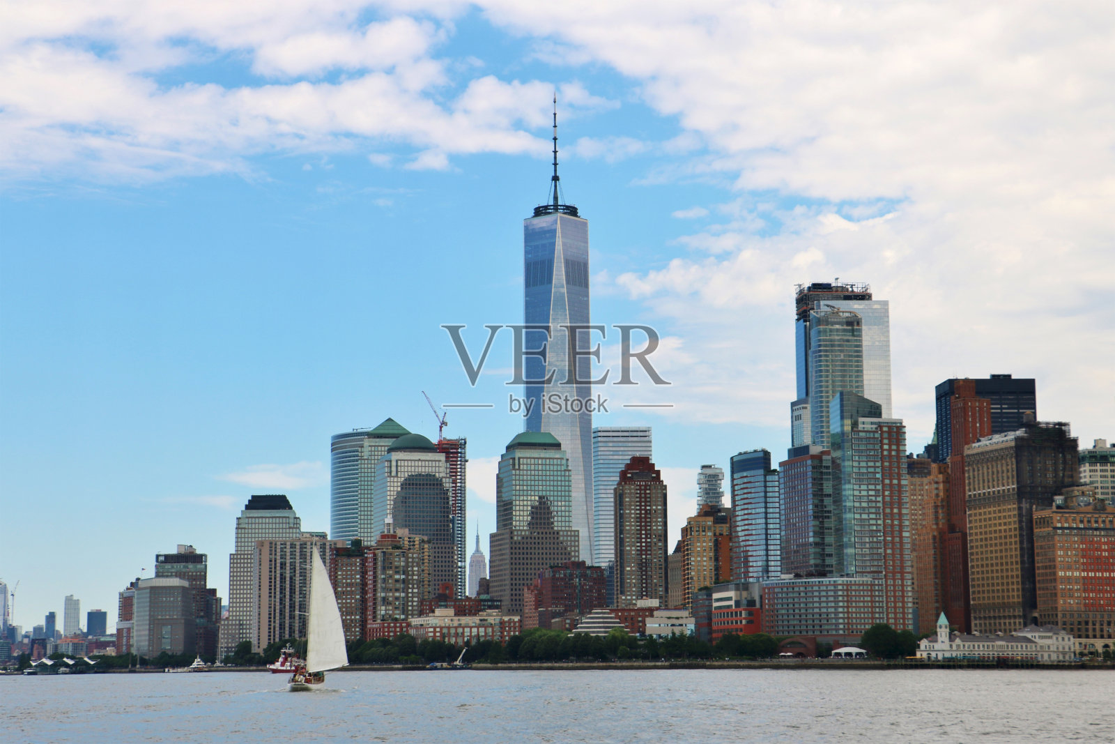 自由岛的曼哈顿天际线照片摄影图片