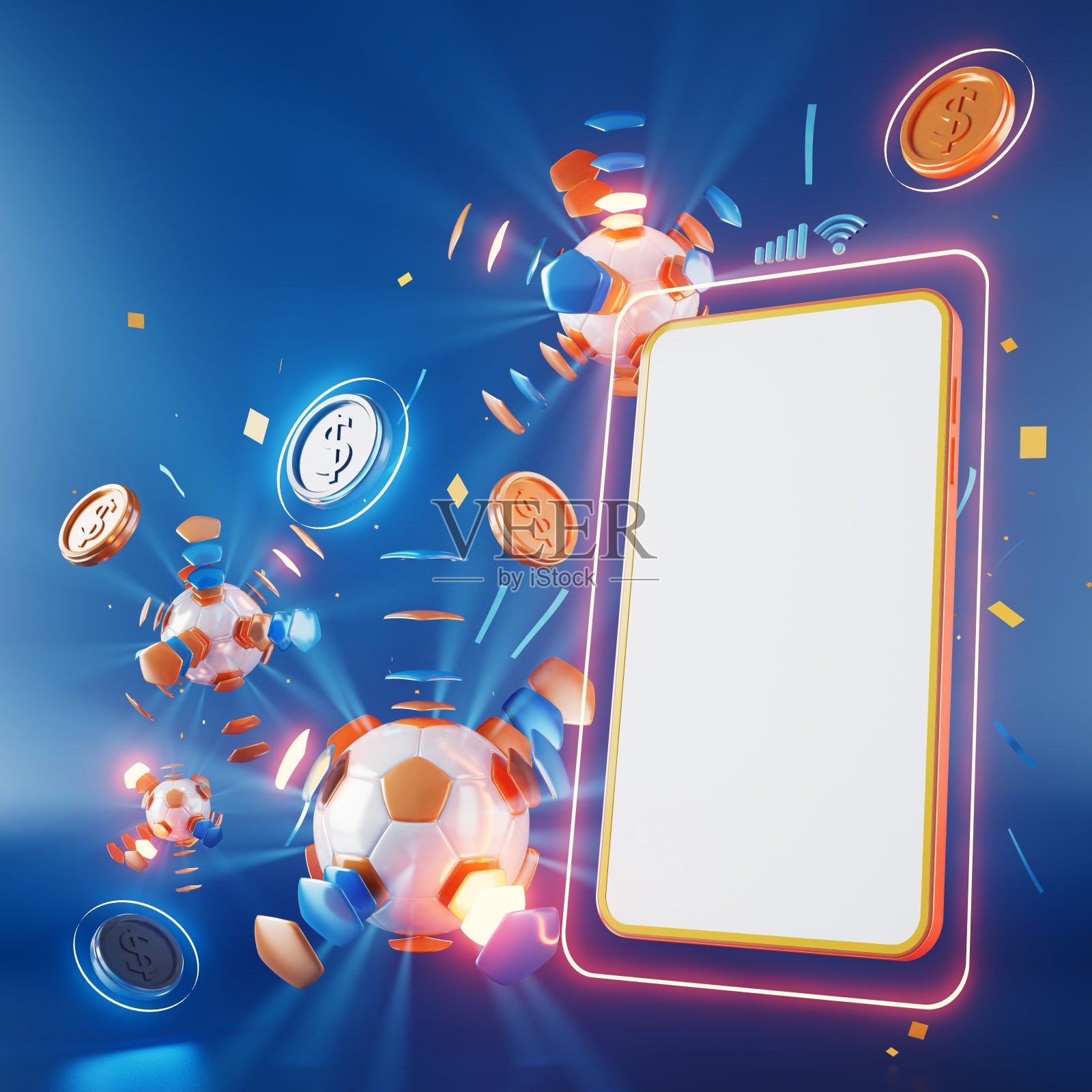 3d足球物体设计。现实的呈现。抽象的未来背景。3 d演示。照片摄影图片