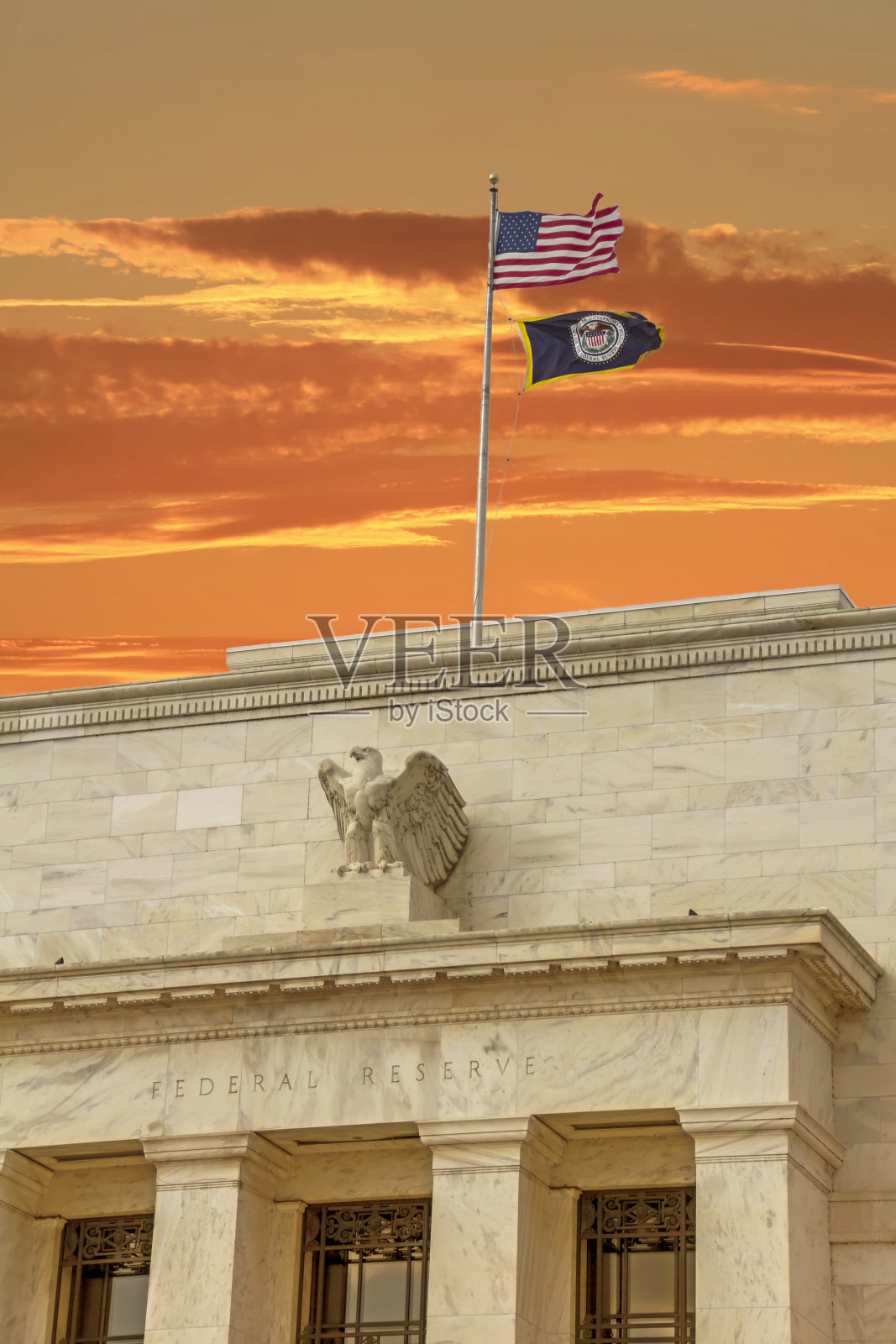 位于美国华盛顿特区的联邦储备大厦照片摄影图片