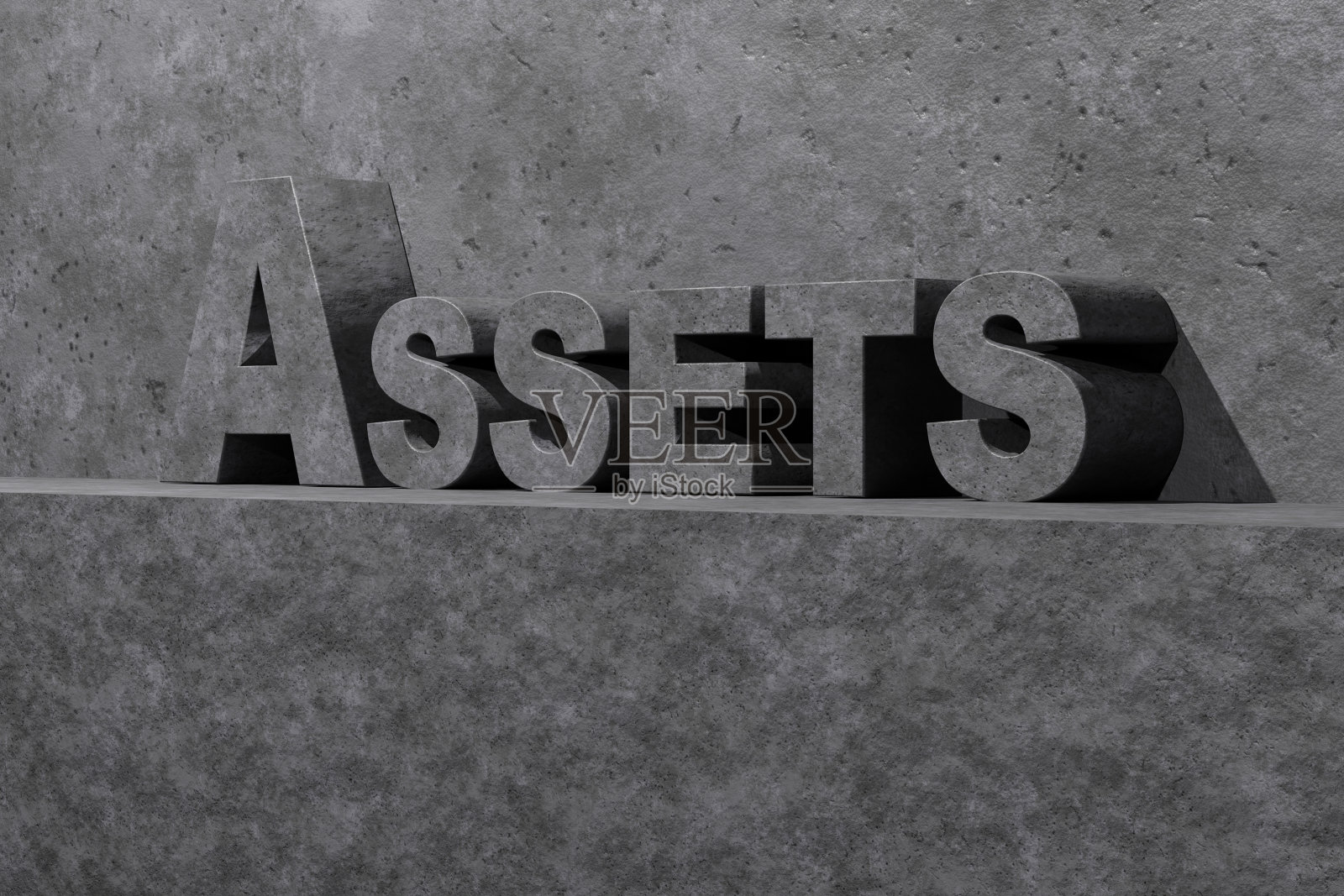 三维灰色混凝土石字资产插图照片摄影图片