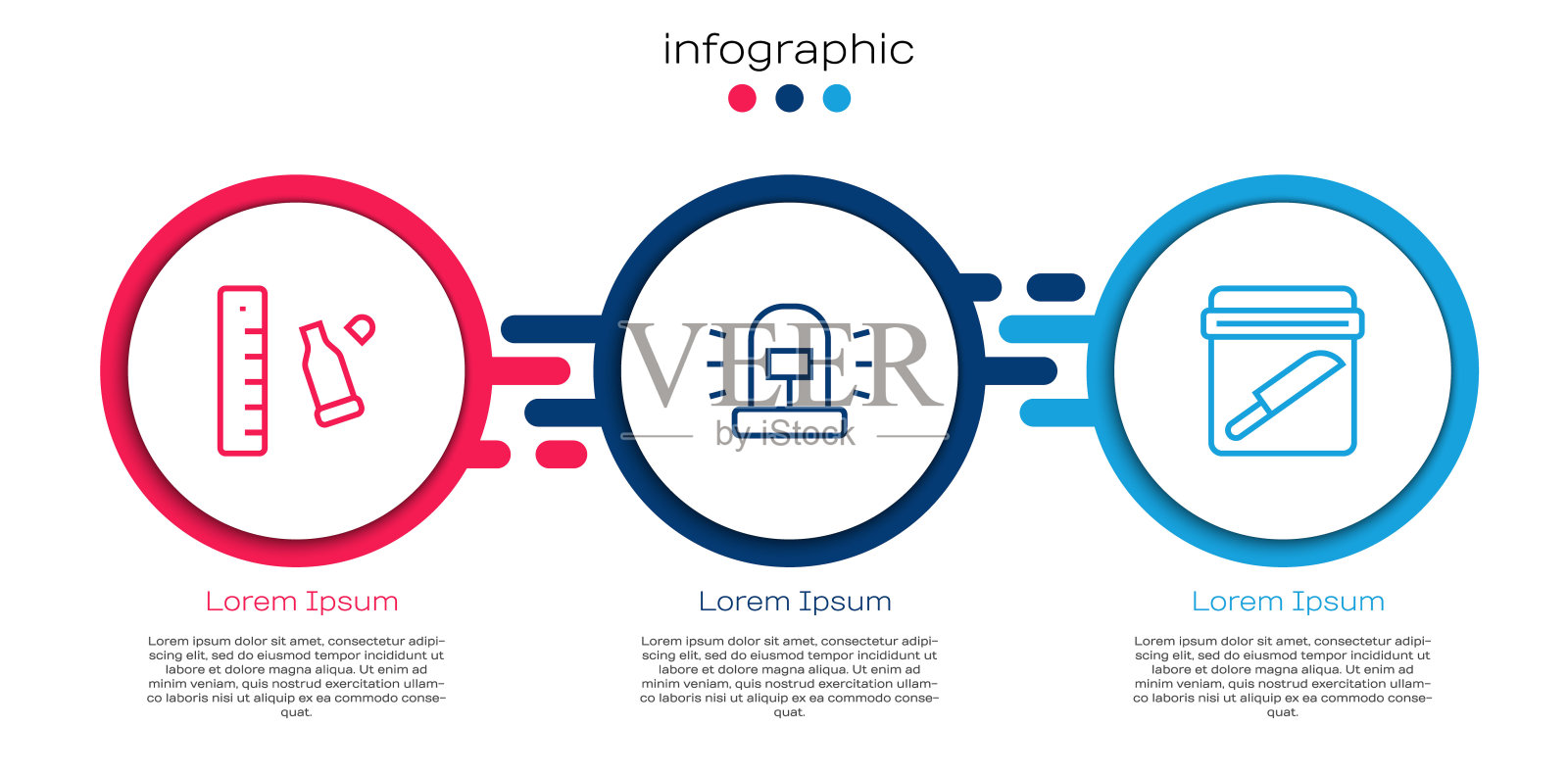 设置线弹壳标尺,闪光警笛和证据袋刀。业务信息图表模板。向量插画图片素材