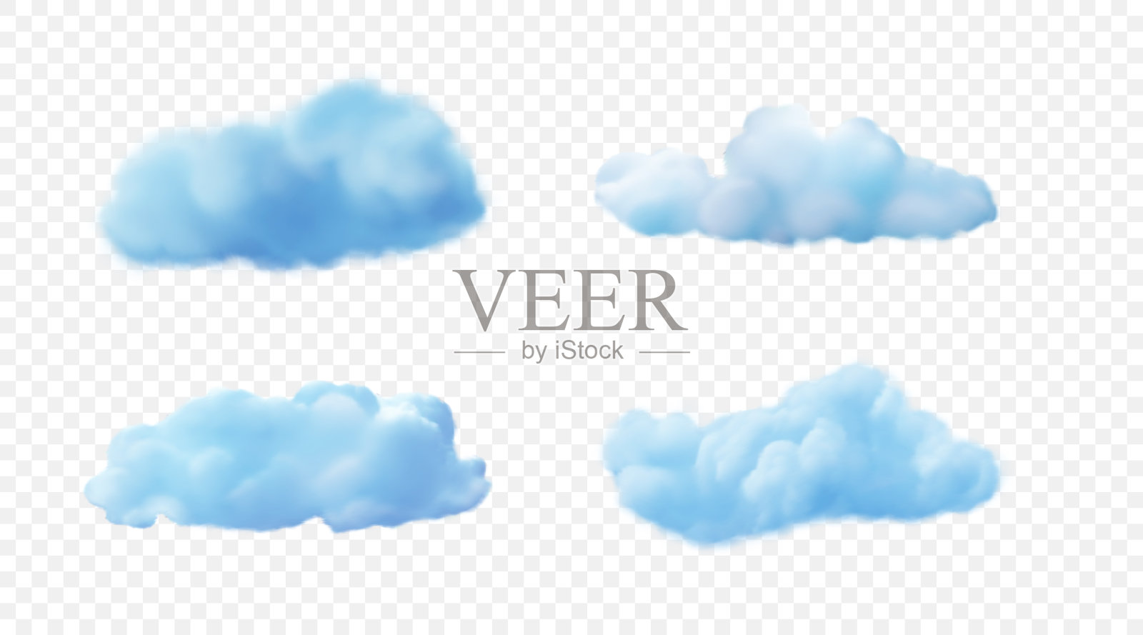 明亮的积云被隔离在透明的背景上。插画图片素材