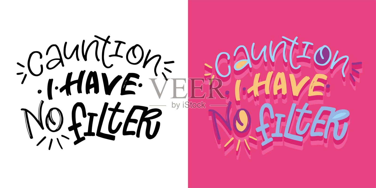 可爱的手绘涂鸦字母明信片。t恤设计,时装艺术刻字。100%矢量文件插画图片素材