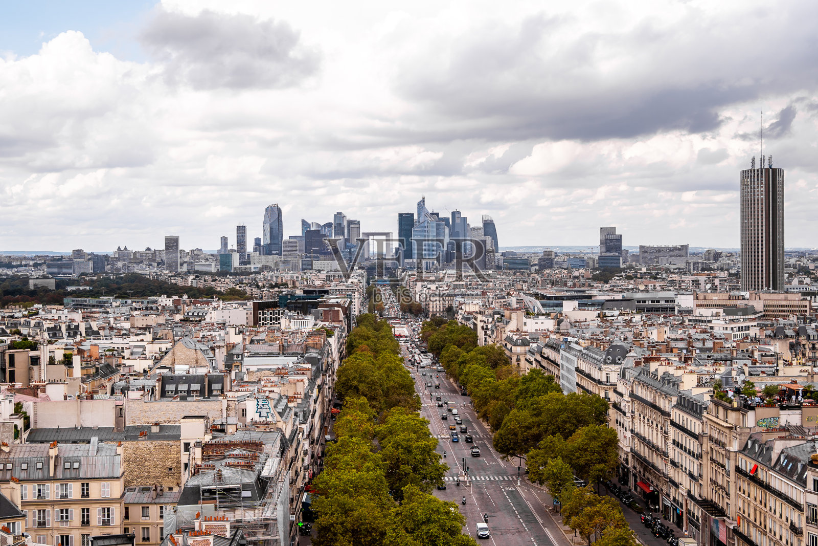 在法国巴黎,大臂samade大道的景色照片摄影图片