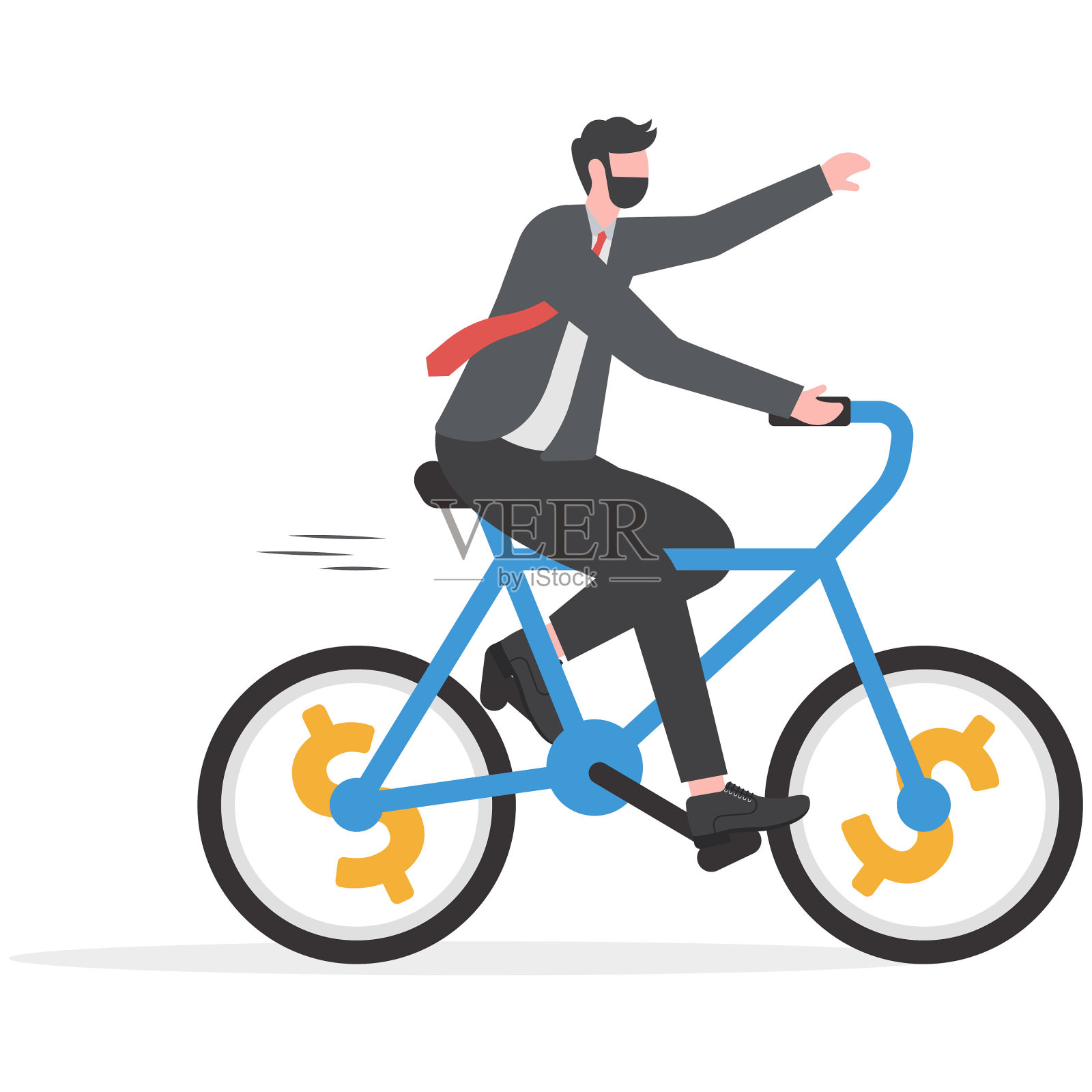 用商人的经营理念骑自行车走向成功。竞赛,箭头标志,箭头,方向插画图片素材