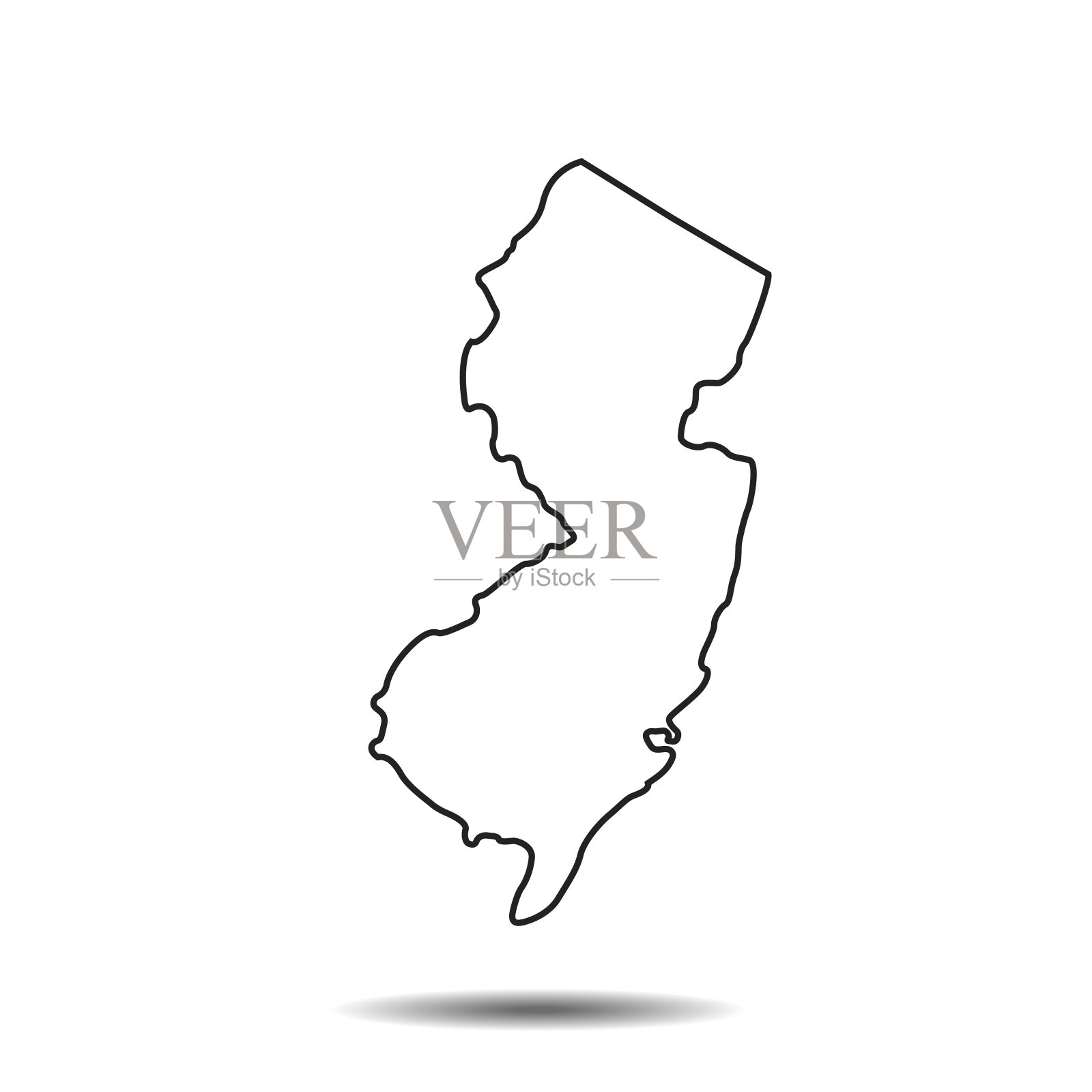 新泽西州地图插画图片素材