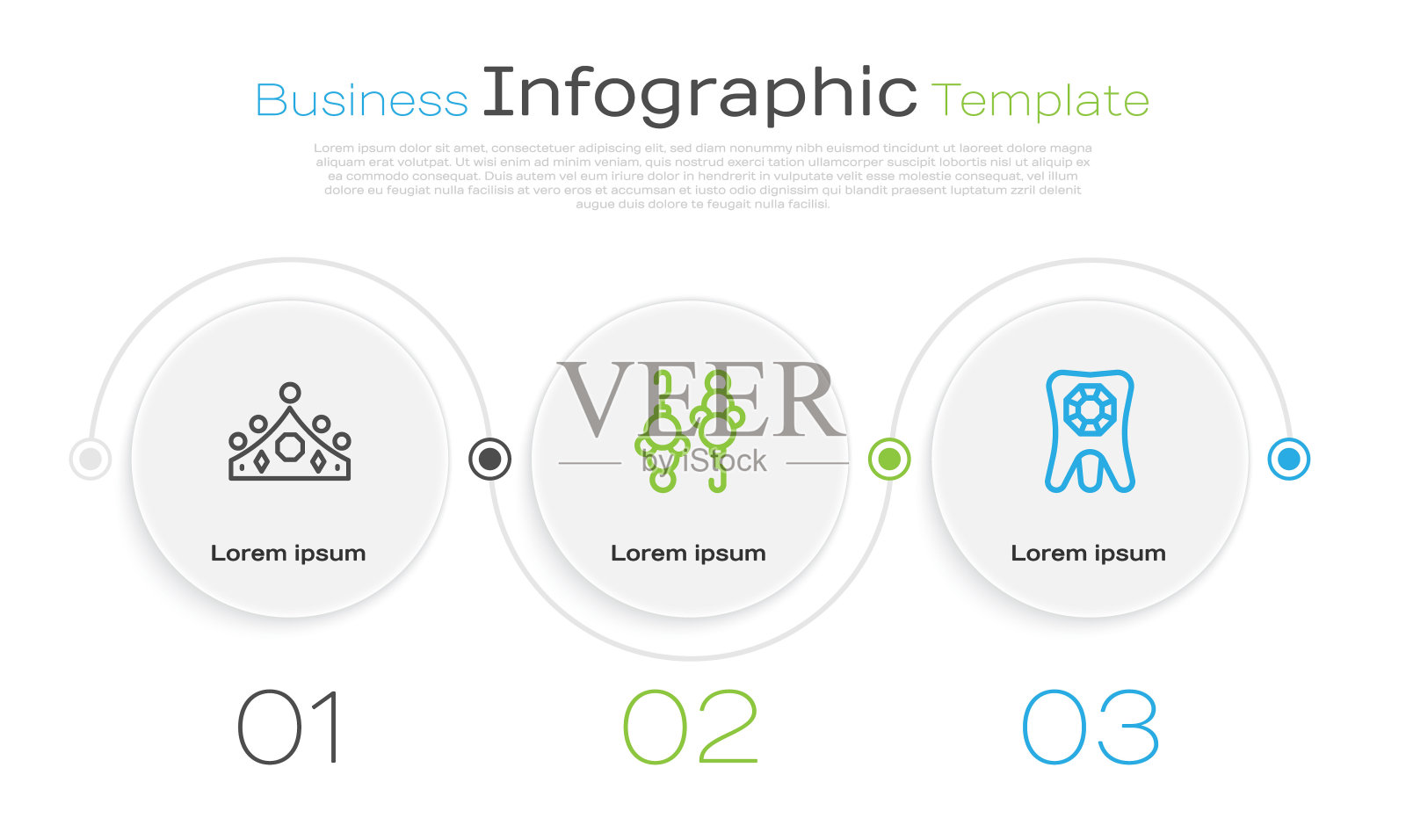 集线国王王冠,耳环和牙齿与钻石。业务信息图表模板。向量插画图片素材