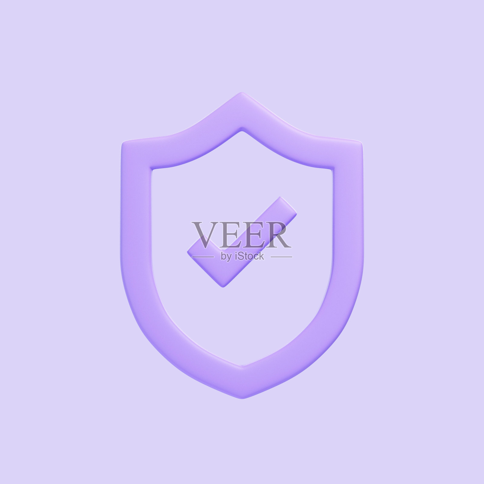 紫色轮廓盾形状与Tick符号孤立的紫色背景照片摄影图片