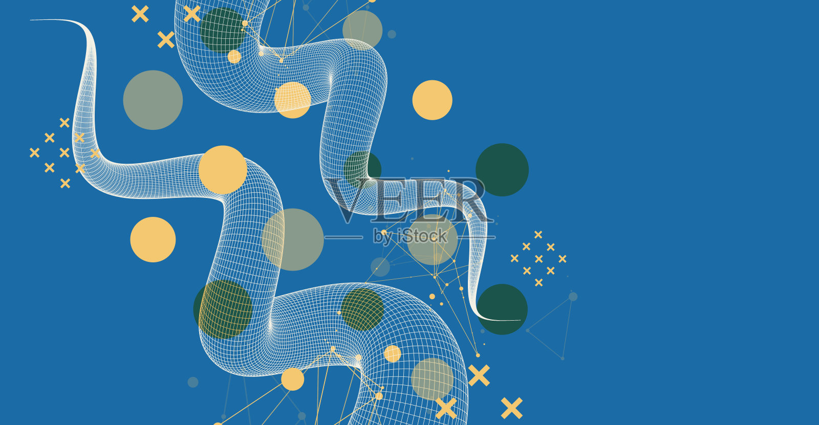 现代科技艺术背景。手绘矢量线框触手。插画图片素材