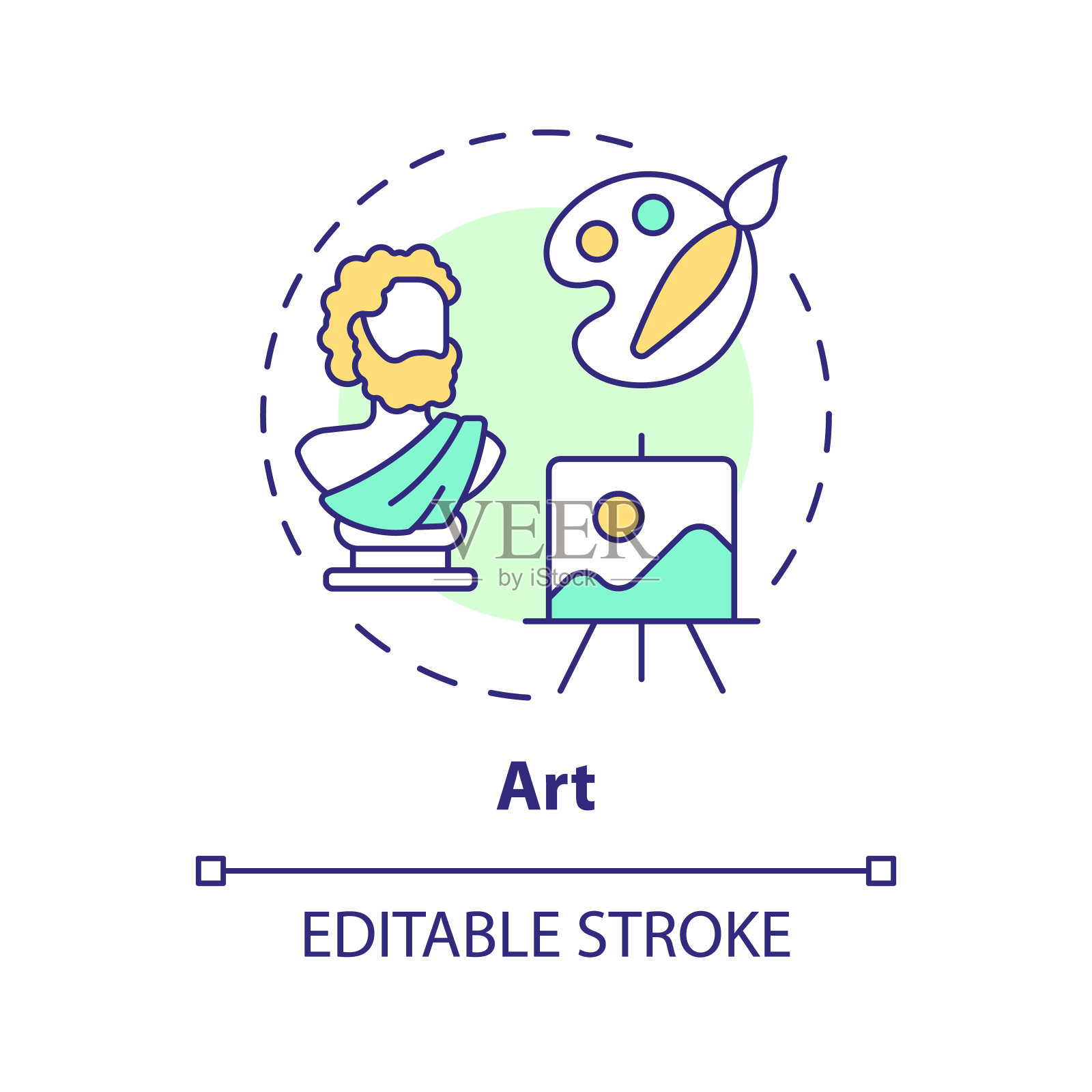 细线条简洁多彩的艺术图标概念插画图片素材