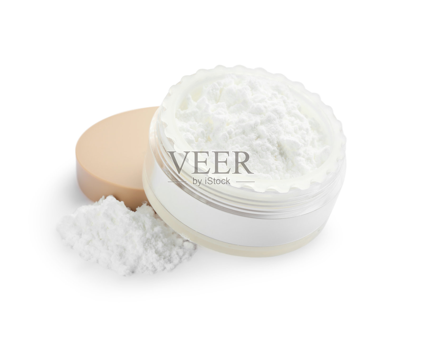 大米面粉孤立上白。天然的化妆品照片摄影图片