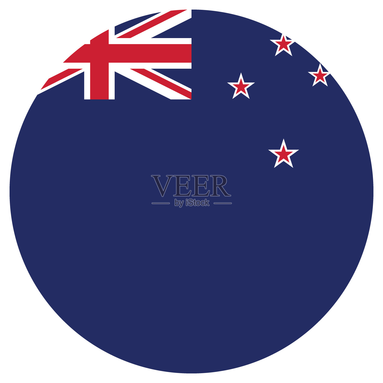 新西兰国旗。国旗图标。标准颜色。圆形标志。电脑插图。数码插图。矢量插图。插画图片素材