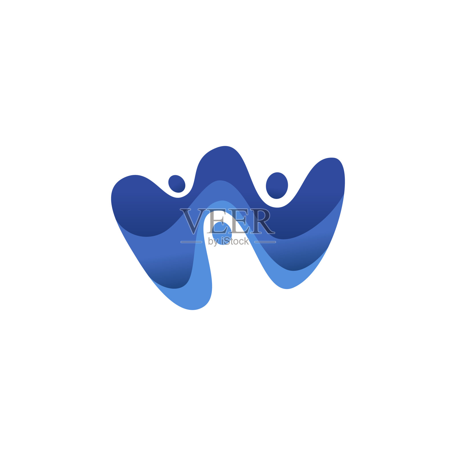 多层剪纸效果字母W孤立在白色背景插画图片素材