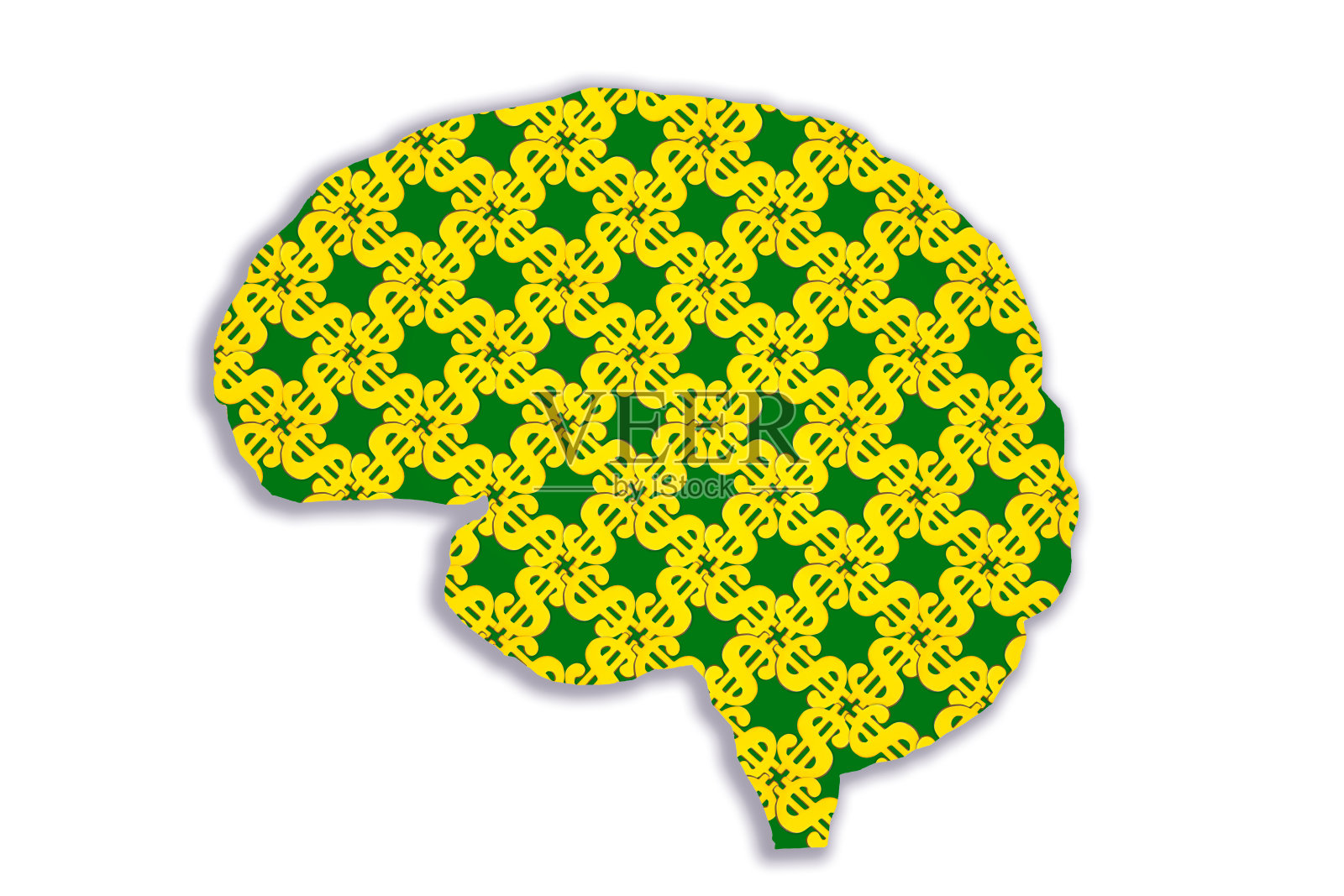 思想的财富:人脑上的金元图案照片摄影图片