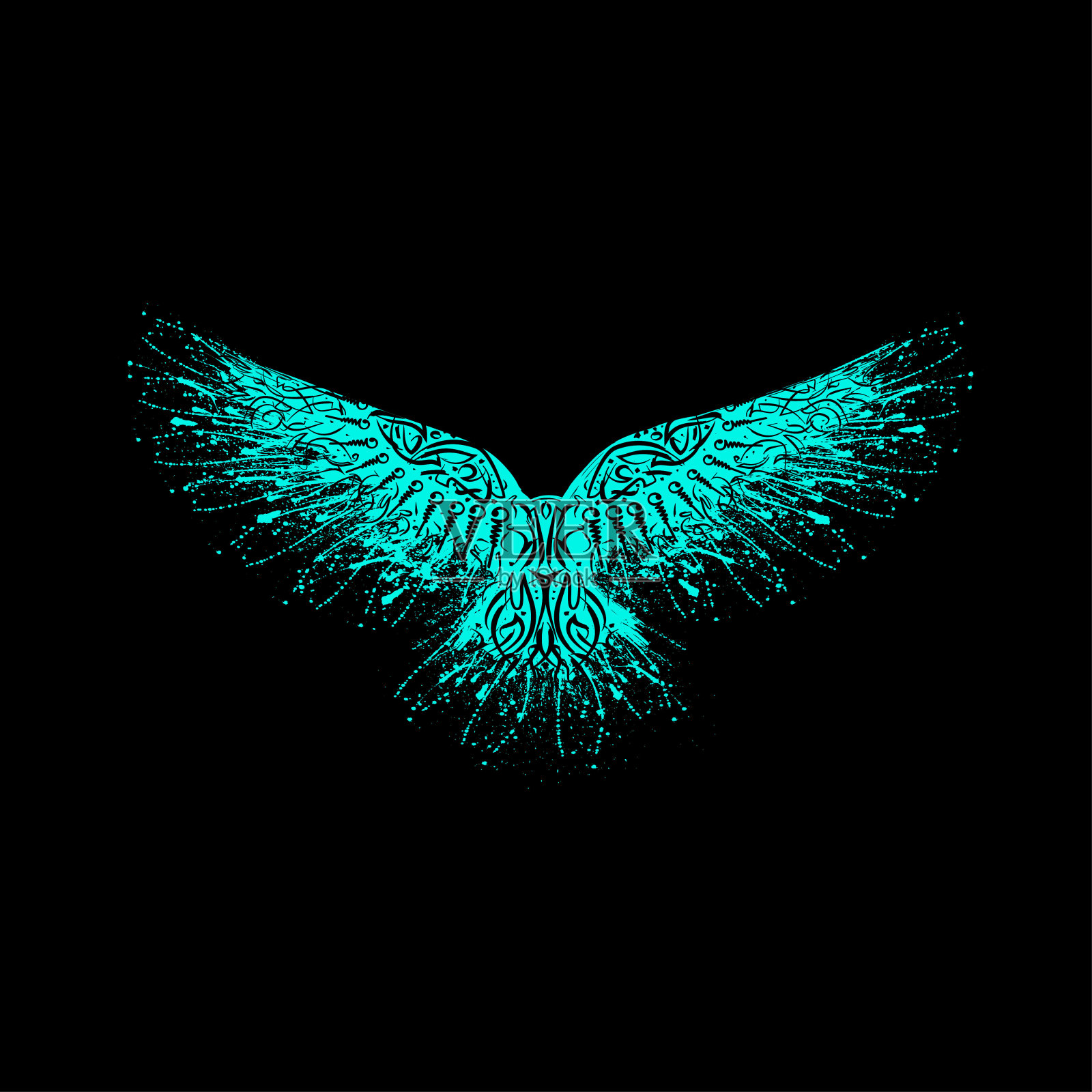 鸦纹廓形绿插画图片素材