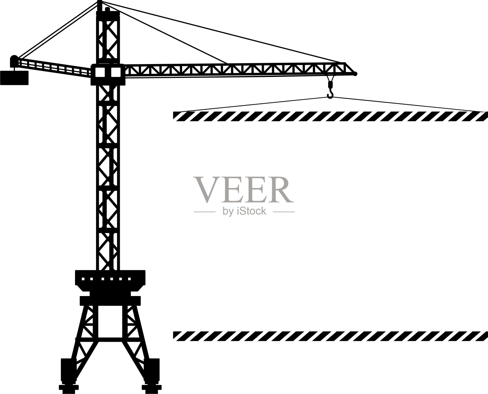 移动轮式起重机的剪影与海报图标在平面风格。矢量图插画图片素材