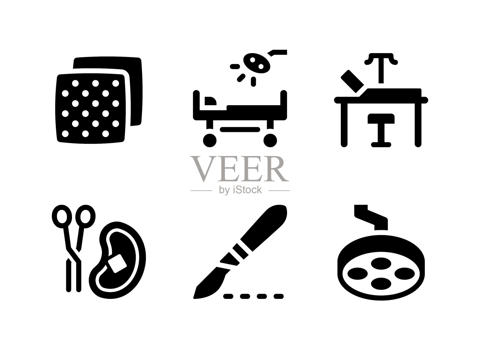 简单的医疗设备矢量实体图标集插画图片素材