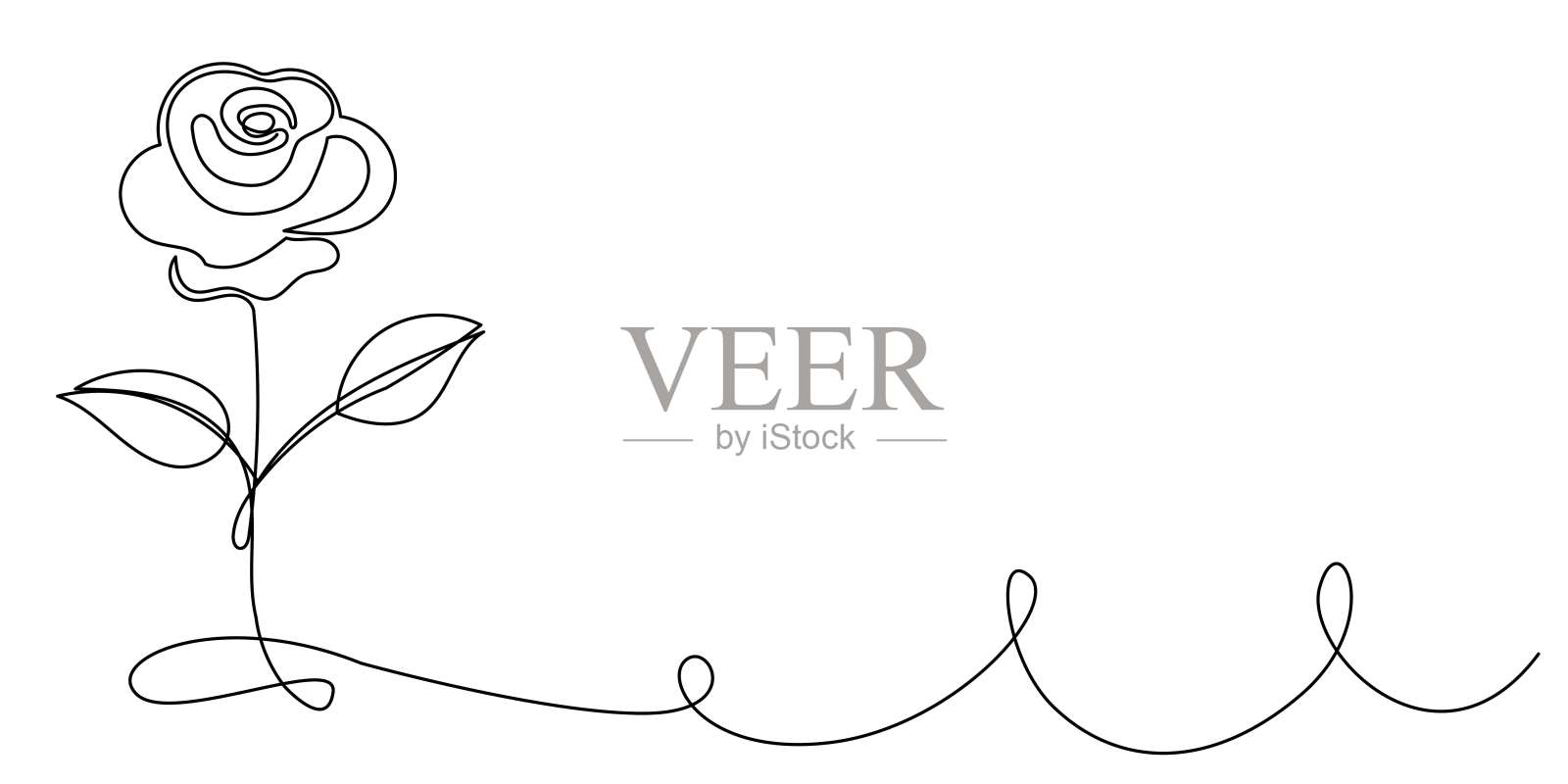 玫瑰花花一个单一的连续线装饰元素插图插画图片素材