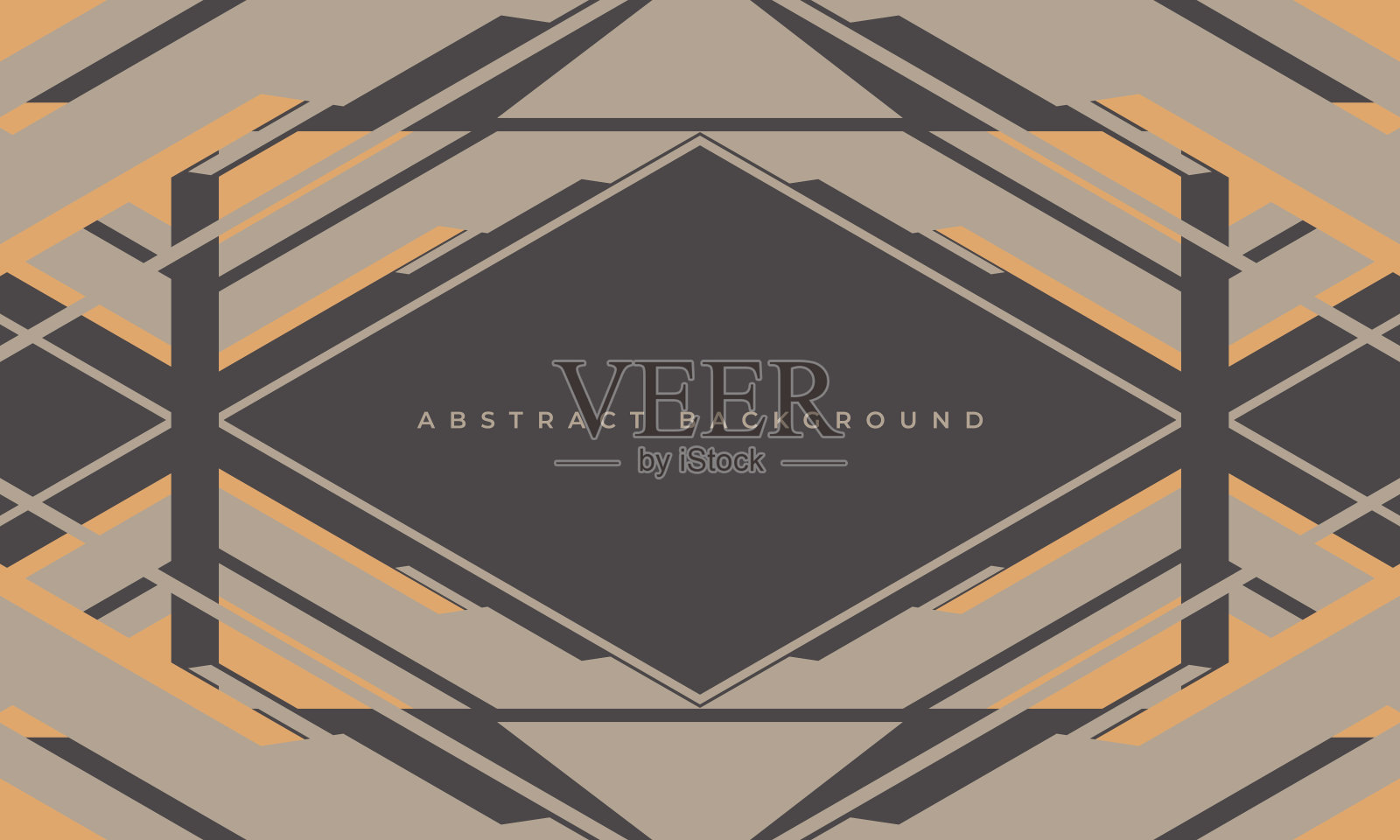 米色和灰色几何抽象背景菱形形状和框架。插画图片素材