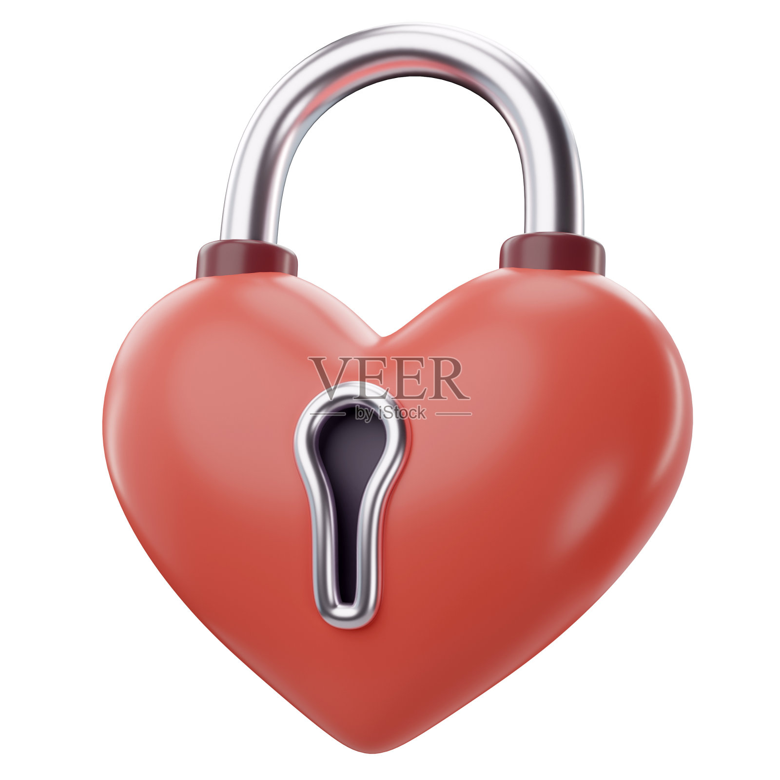 3d心脏挂锁图标照片摄影图片