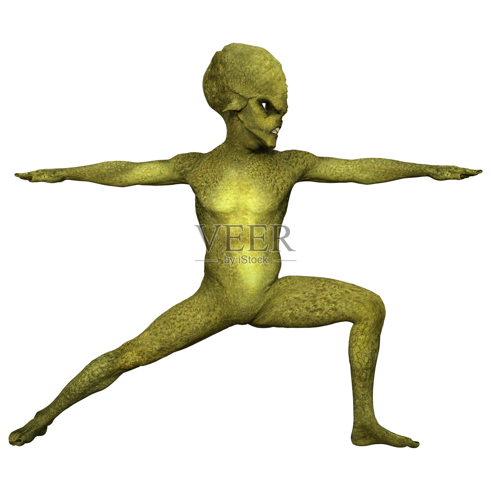 白色上的绿色外星人的3D渲染照片摄影图片