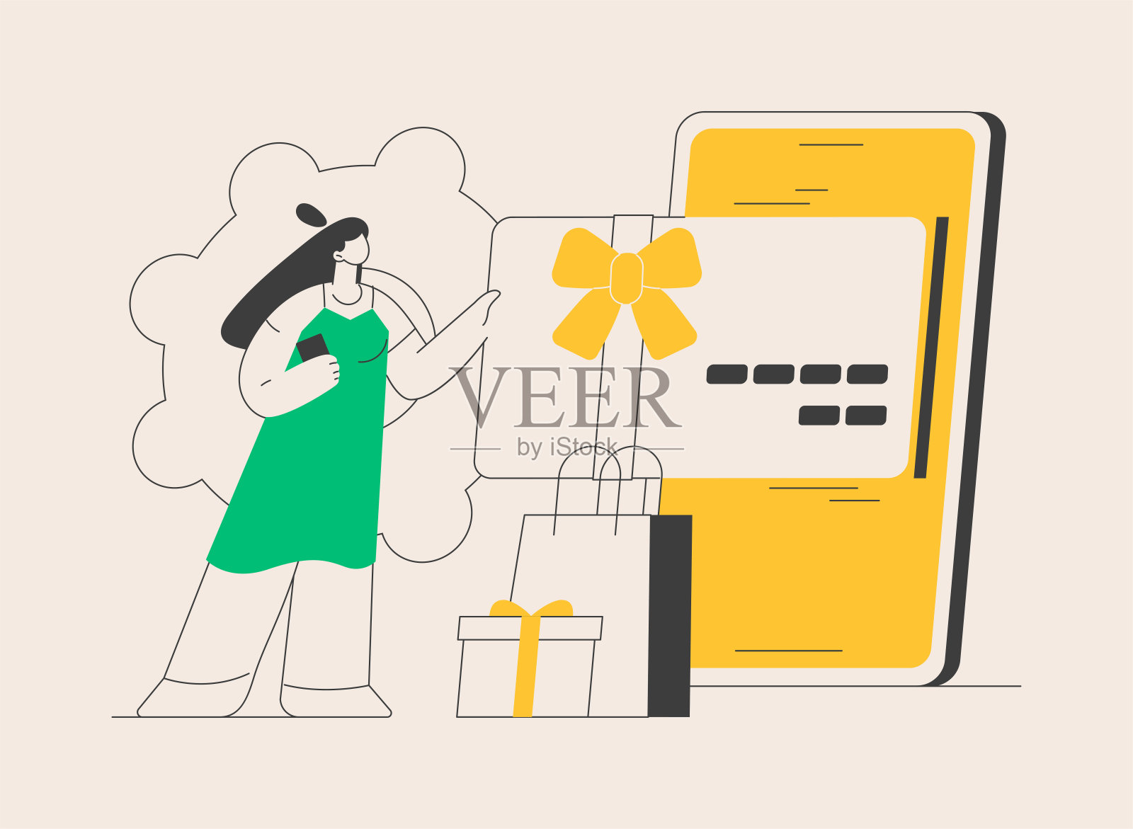 数字礼品卡抽象概念矢量插图。插画图片素材