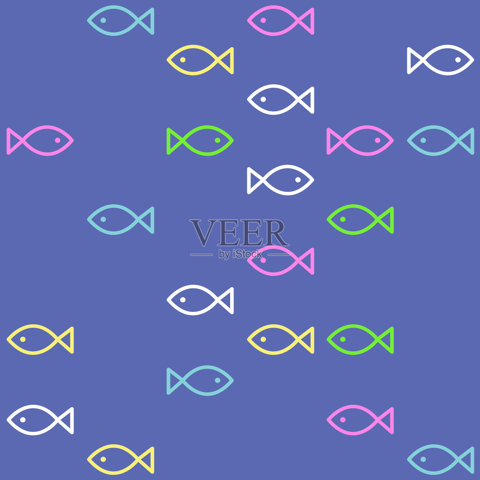 鱼缸-无缝图案插画图片素材