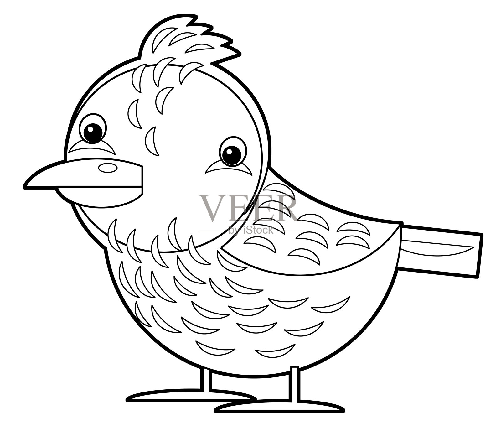 卡通动物鸟云雀云雀在白色背景-着色页-插图插画图片素材