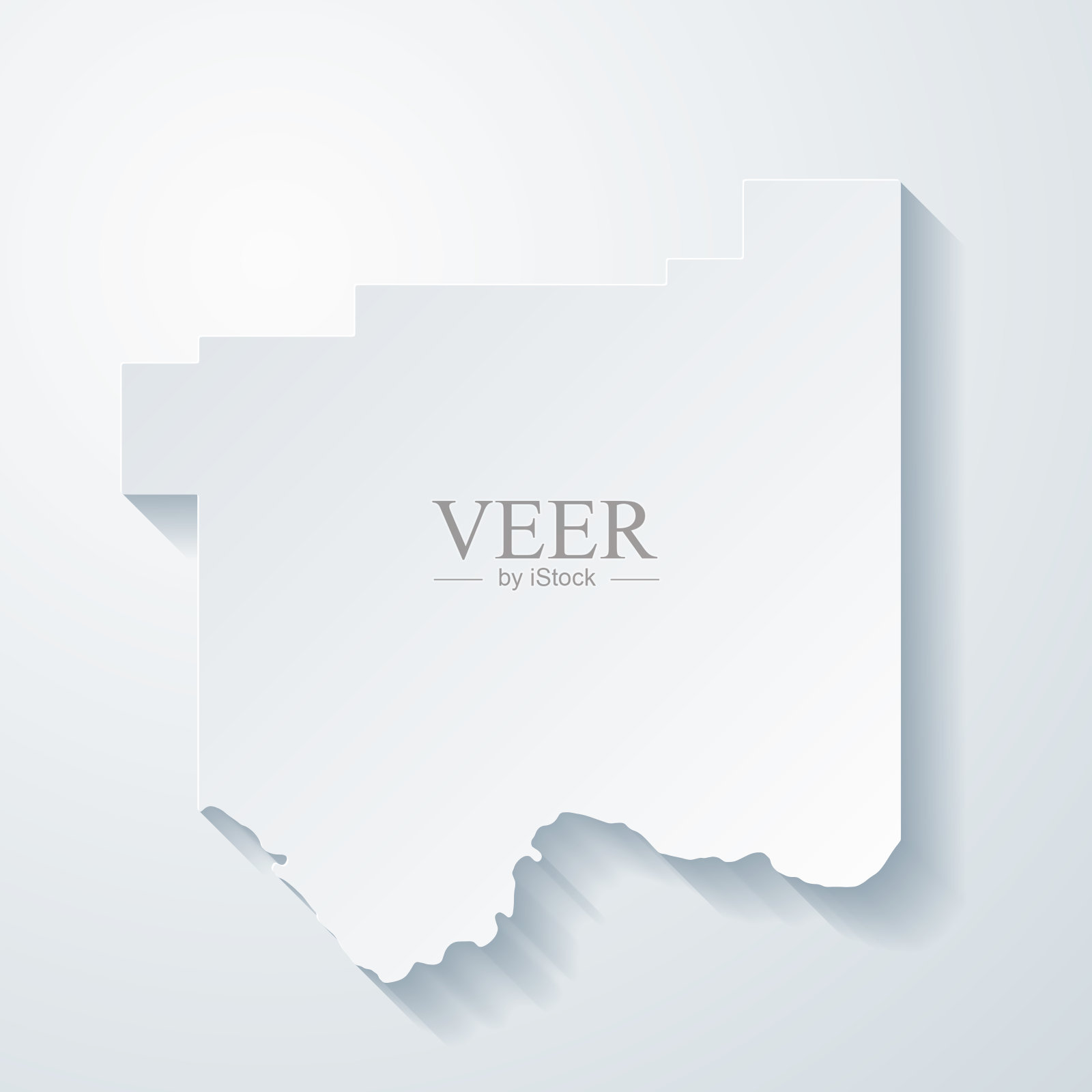 棉花县,俄克拉荷马州。地图与剪纸效果的空白背景插画图片素材