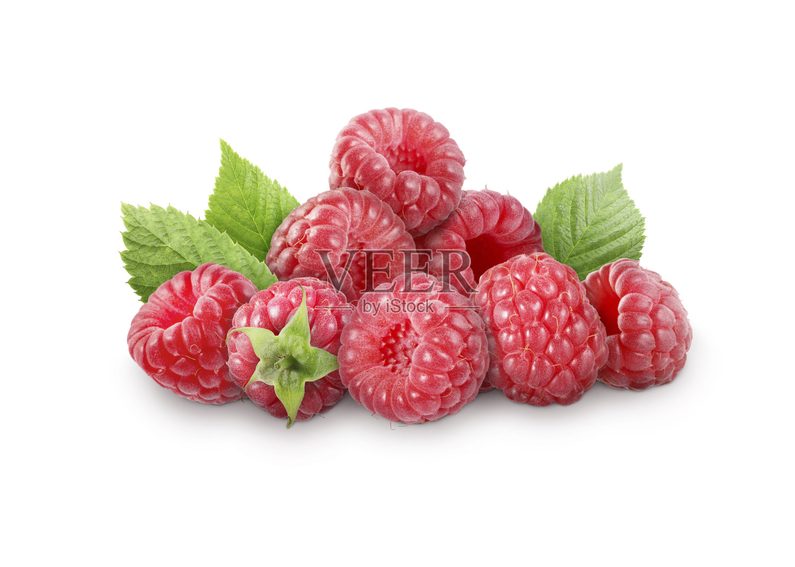 芬芳的新鲜成熟的覆盆子在白色的背景照片摄影图片