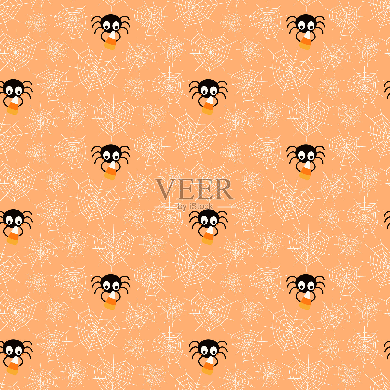万圣节可爱的无缝图案蜘蛛插画图片素材