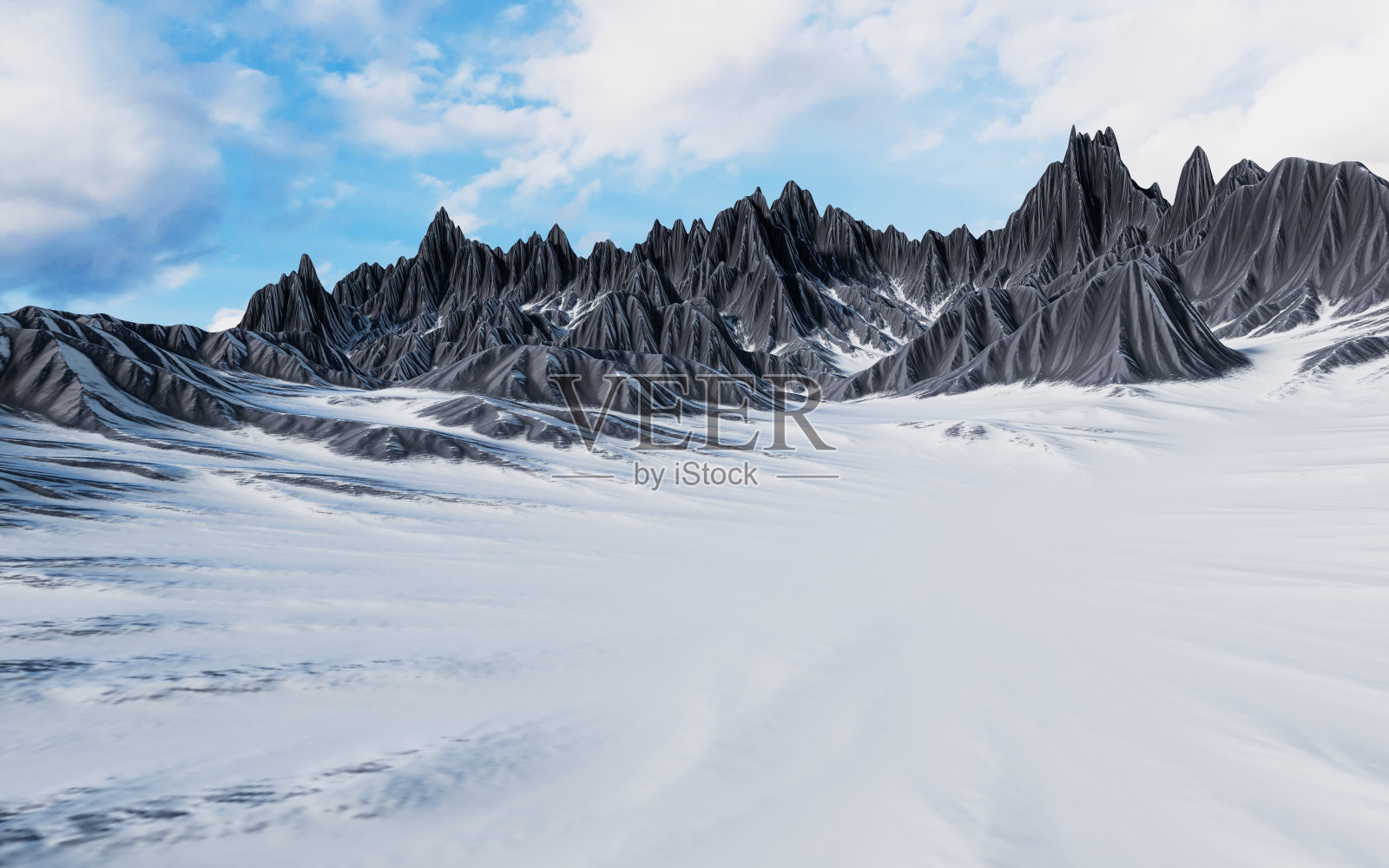 雪山地貌背景,3d渲染。照片摄影图片