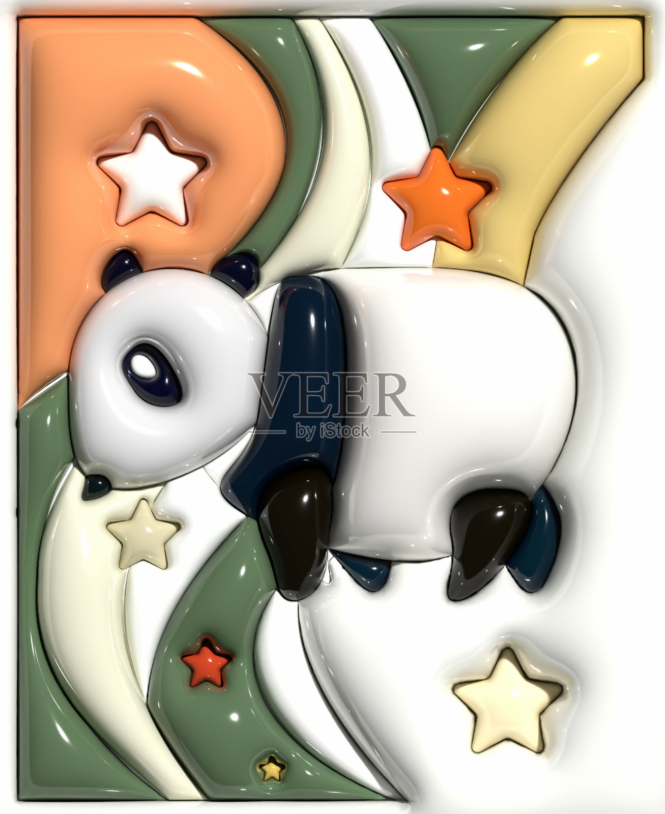 抽象卡通熊猫膨胀效果3D图案背景照片摄影图片