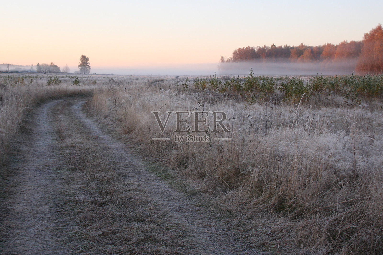 路。雾蒙蒙的秋天早晨。新鲜的空气照片摄影图片