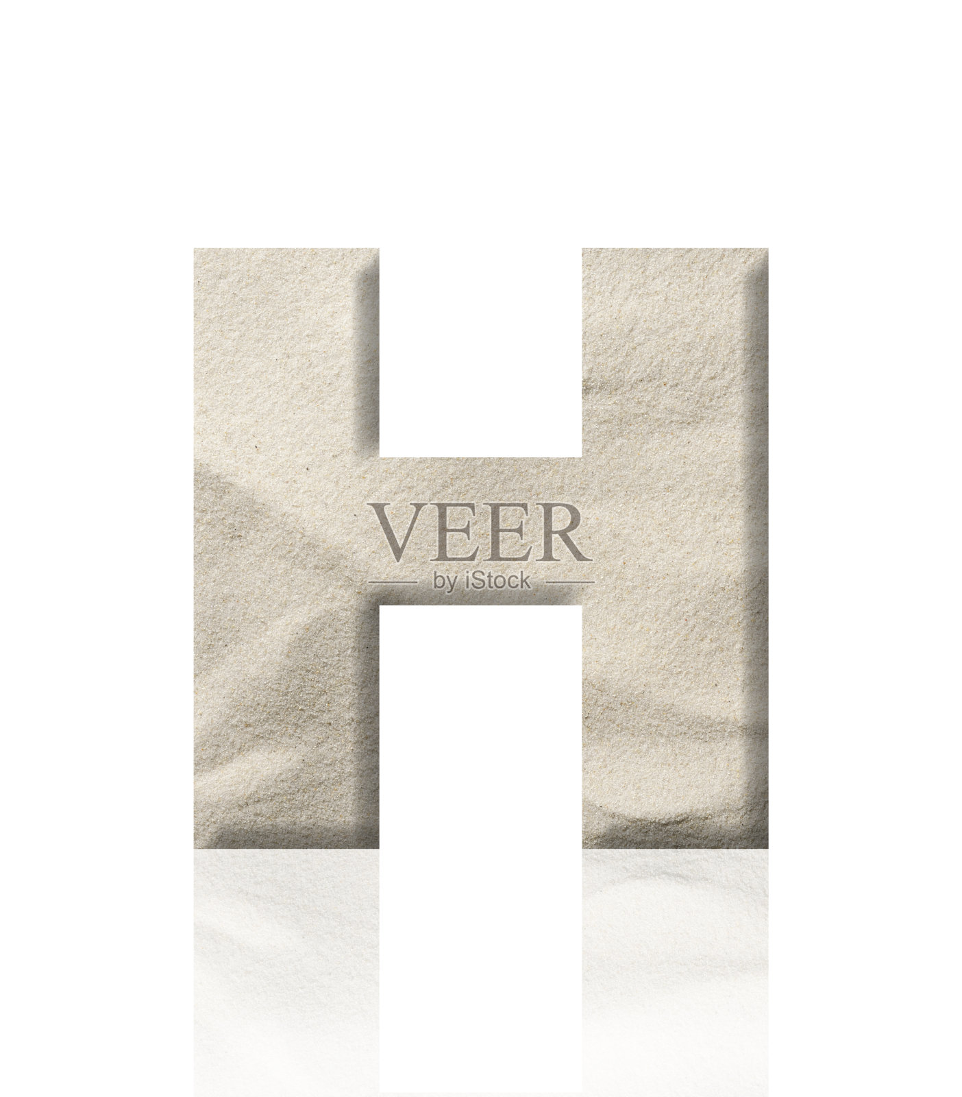 白色背景上的三维沙子字母H的孤立镜头照片摄影图片